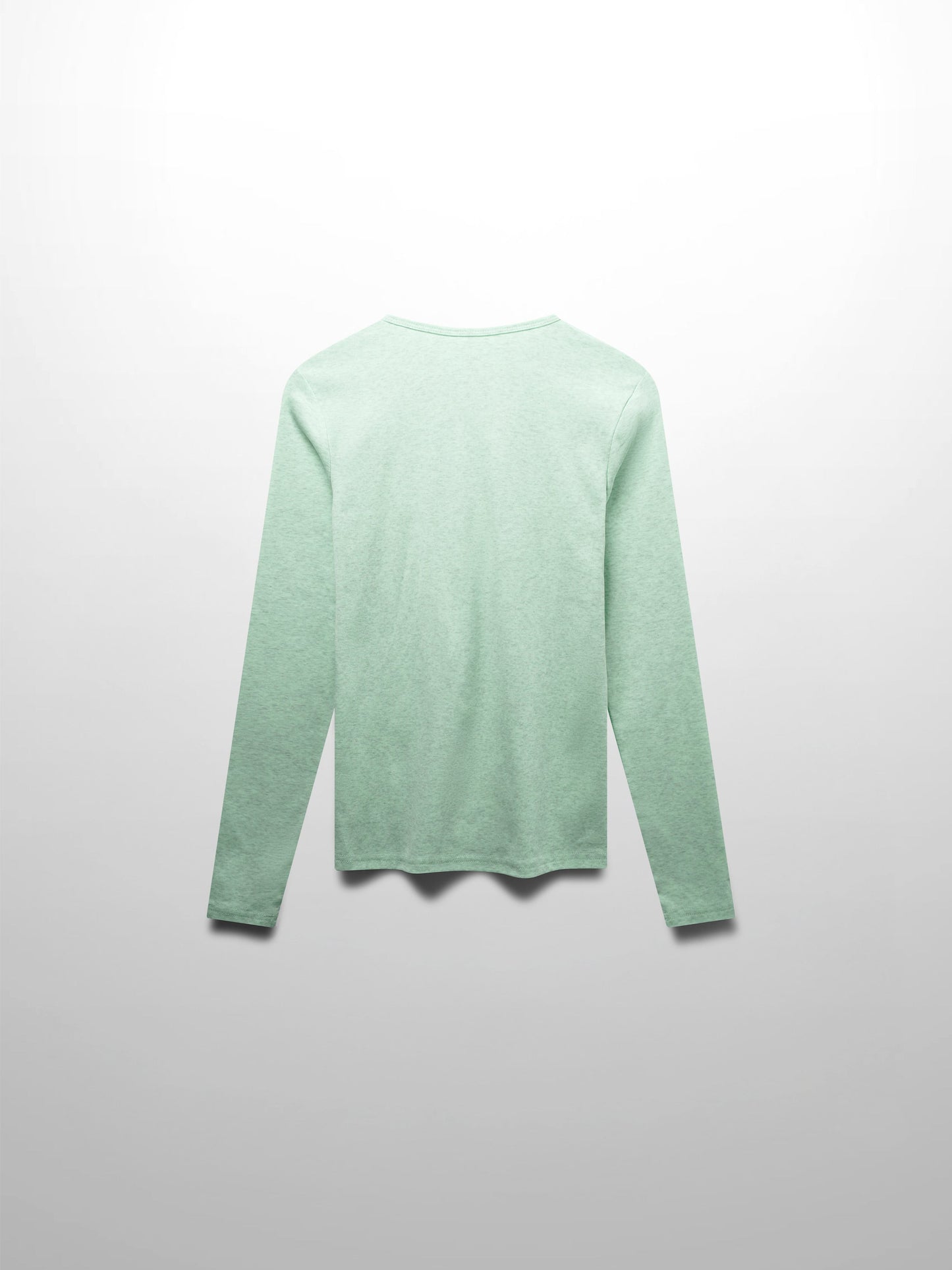 Basic High V Tee Long Sleeve Heathered Mint Grey Casual Fit Shirt-2
