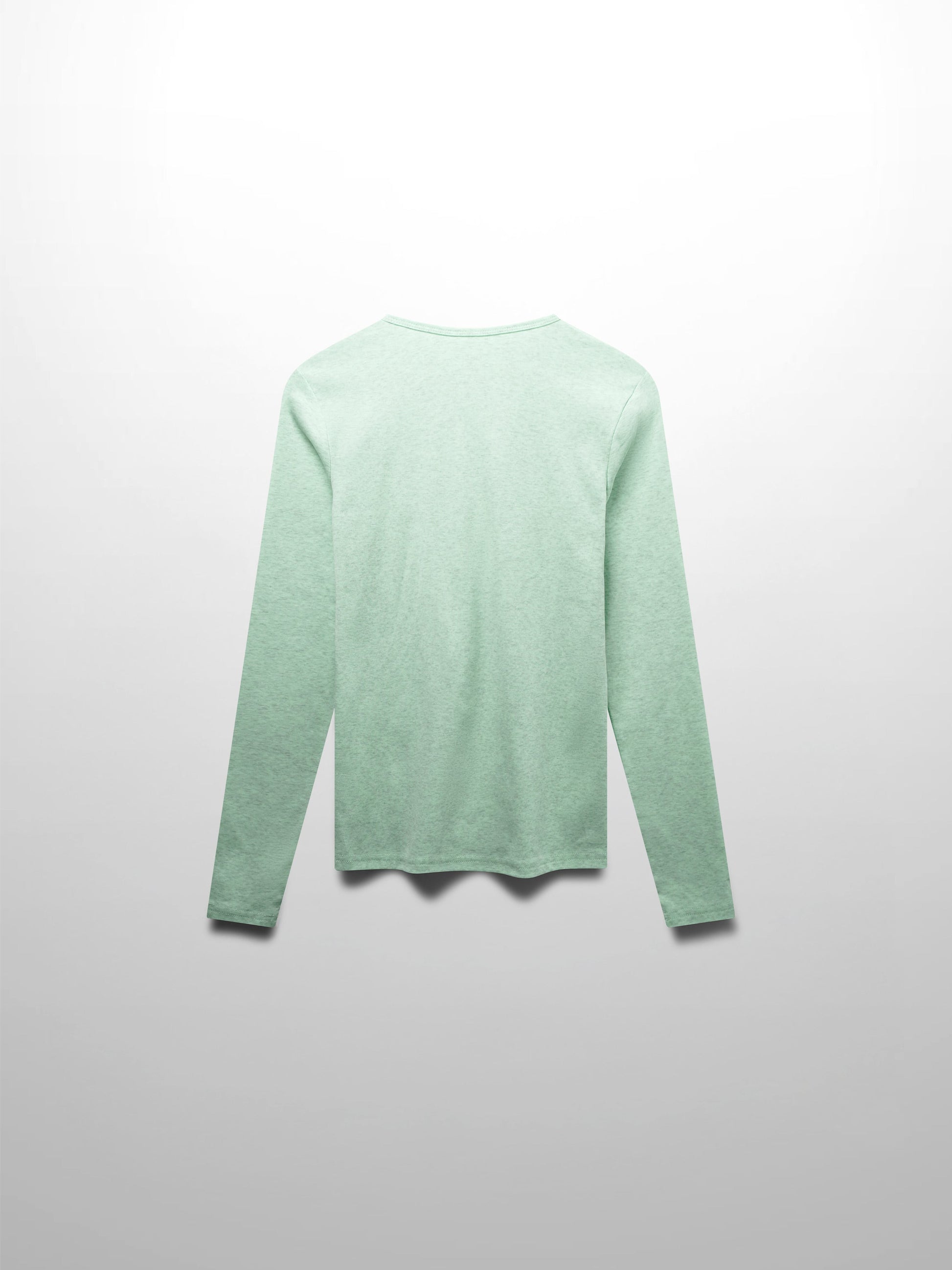Basic High V Tee Long Sleeve Heathered Mint Grey Casual Fit Shirt-2