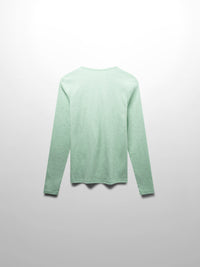 Basic High V Tee Long Sleeve Heathered Mint Grey Casual Fit Shirt-2