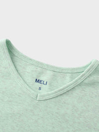 Basic High V Tee Long Sleeve Heathered Mint Grey Casual Fit Shirt-4
