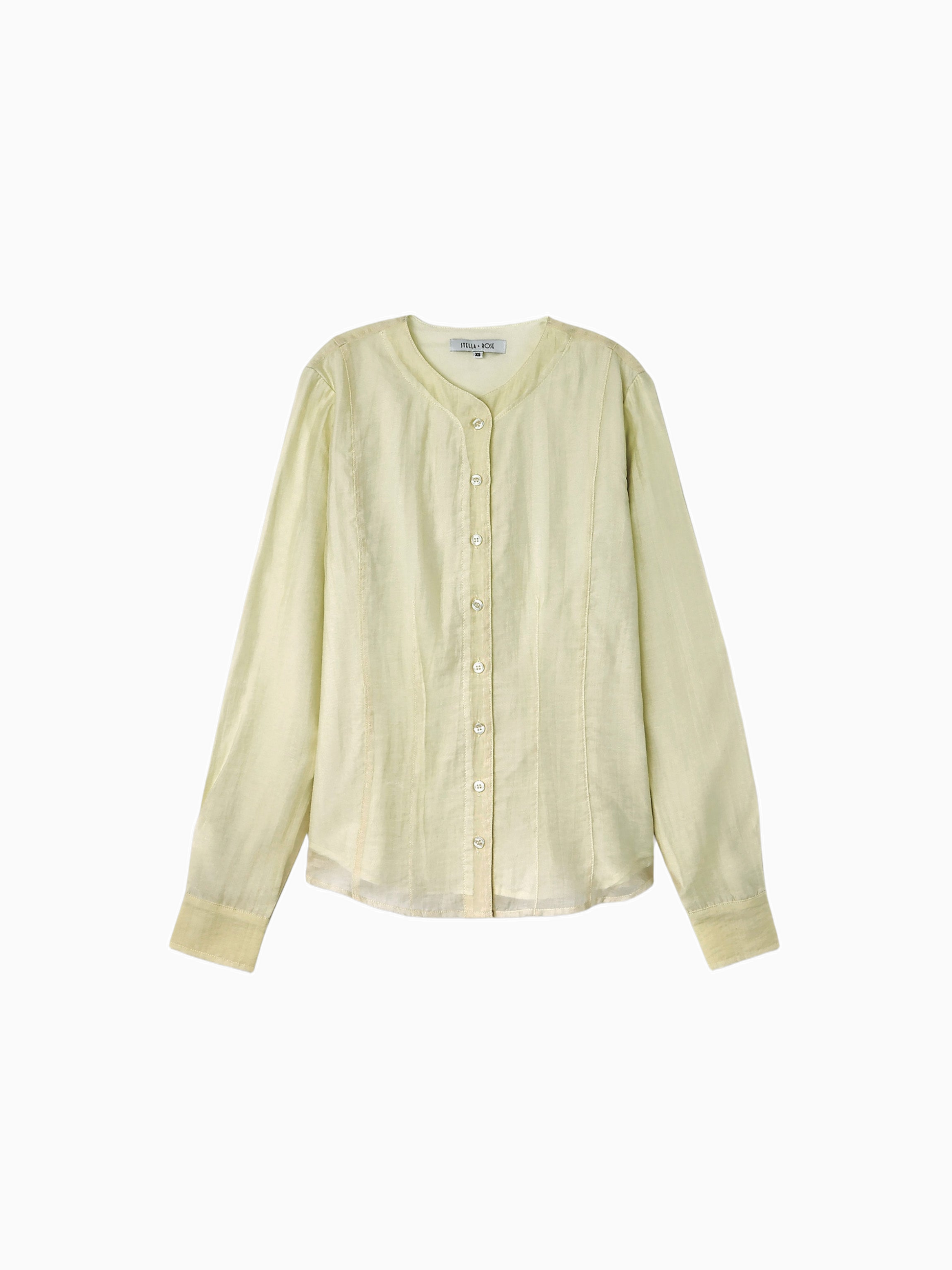 High V Neck Blouse Mint Stylish Breathable Top for Work and Weekend-1