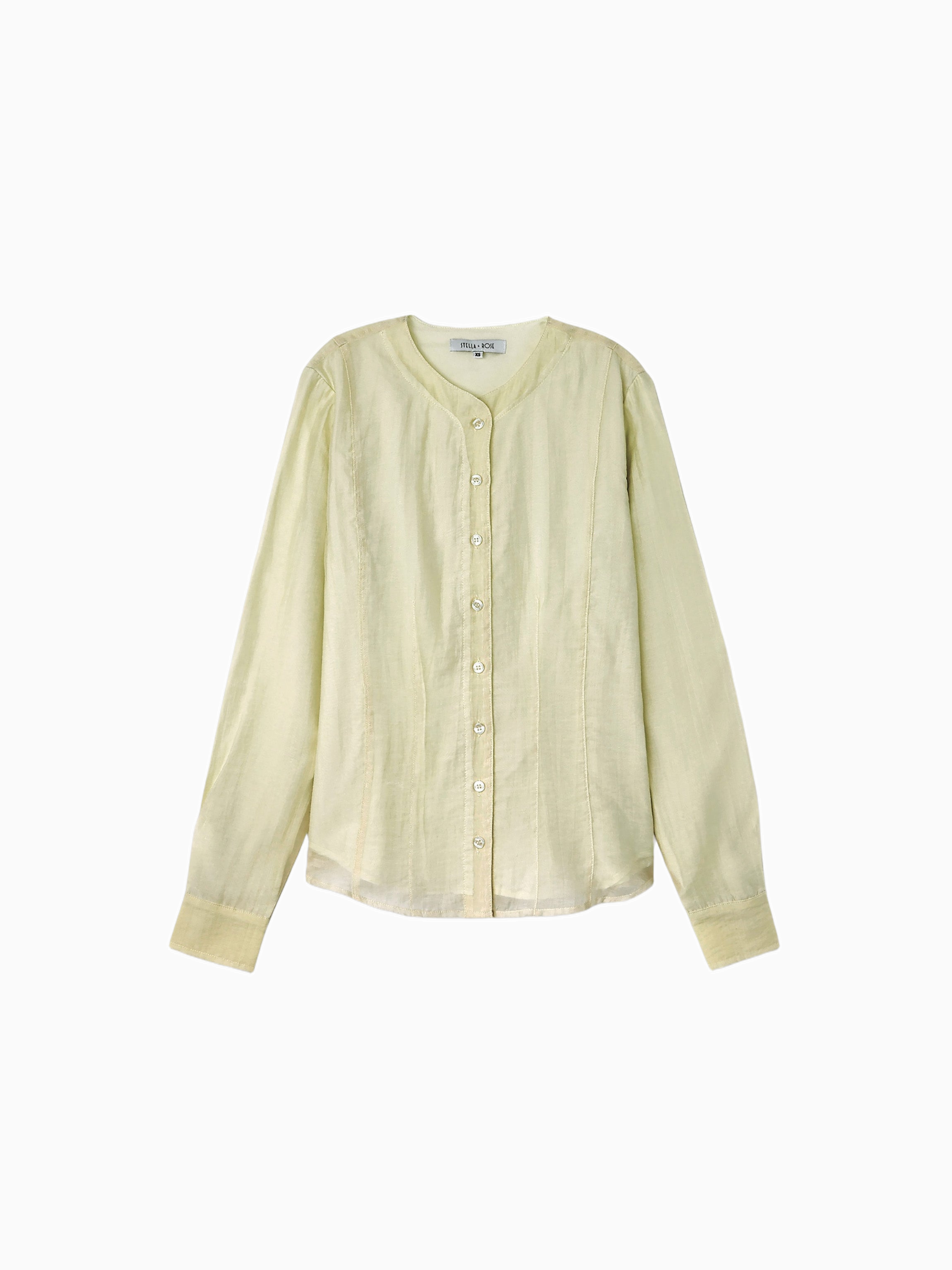 High V Neck Blouse Mint Stylish Breathable Top for Work and Weekend-1