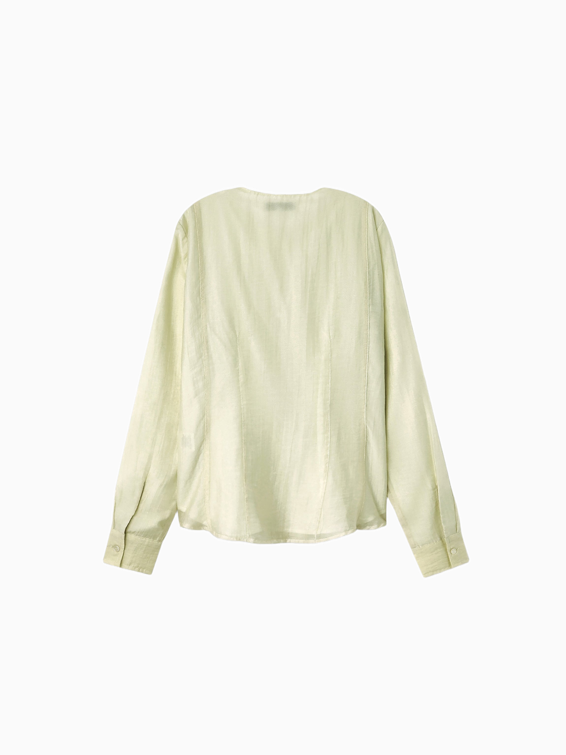 High V Neck Blouse Mint Stylish Breathable Top for Work and Weekend-2