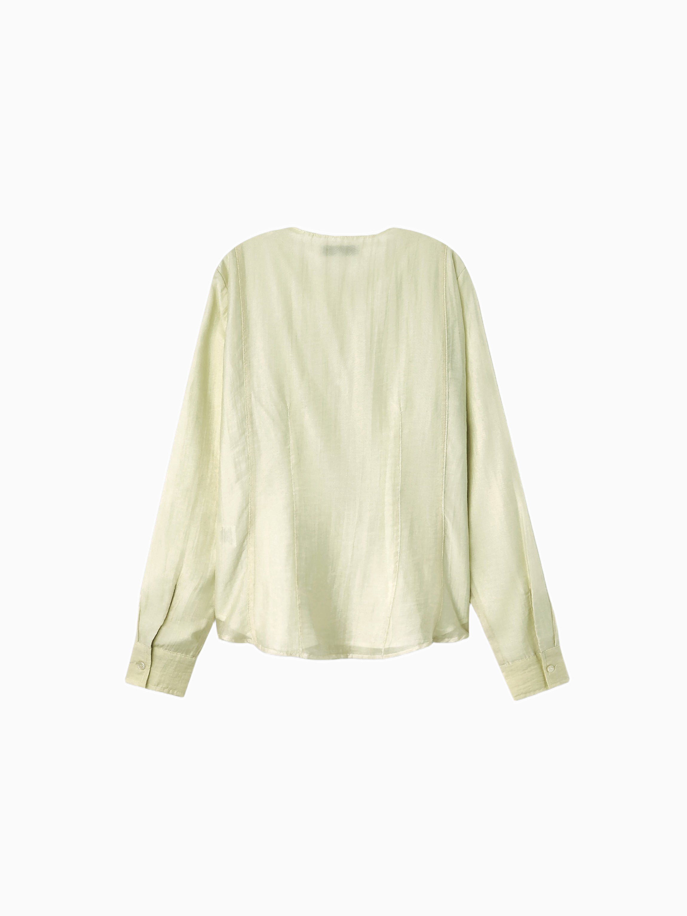 High V Neck Blouse Mint Stylish Breathable Top for Work and Weekend-2