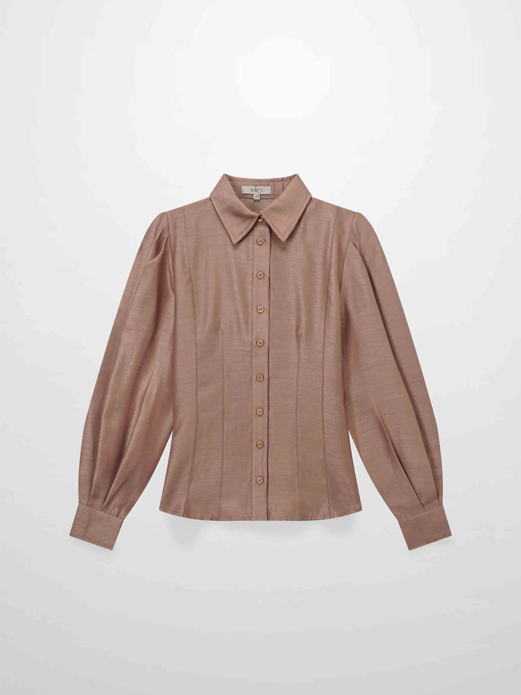 Textured Puff Sleeve Blouse Mushroom Elegant Volume Sleeve Top-1