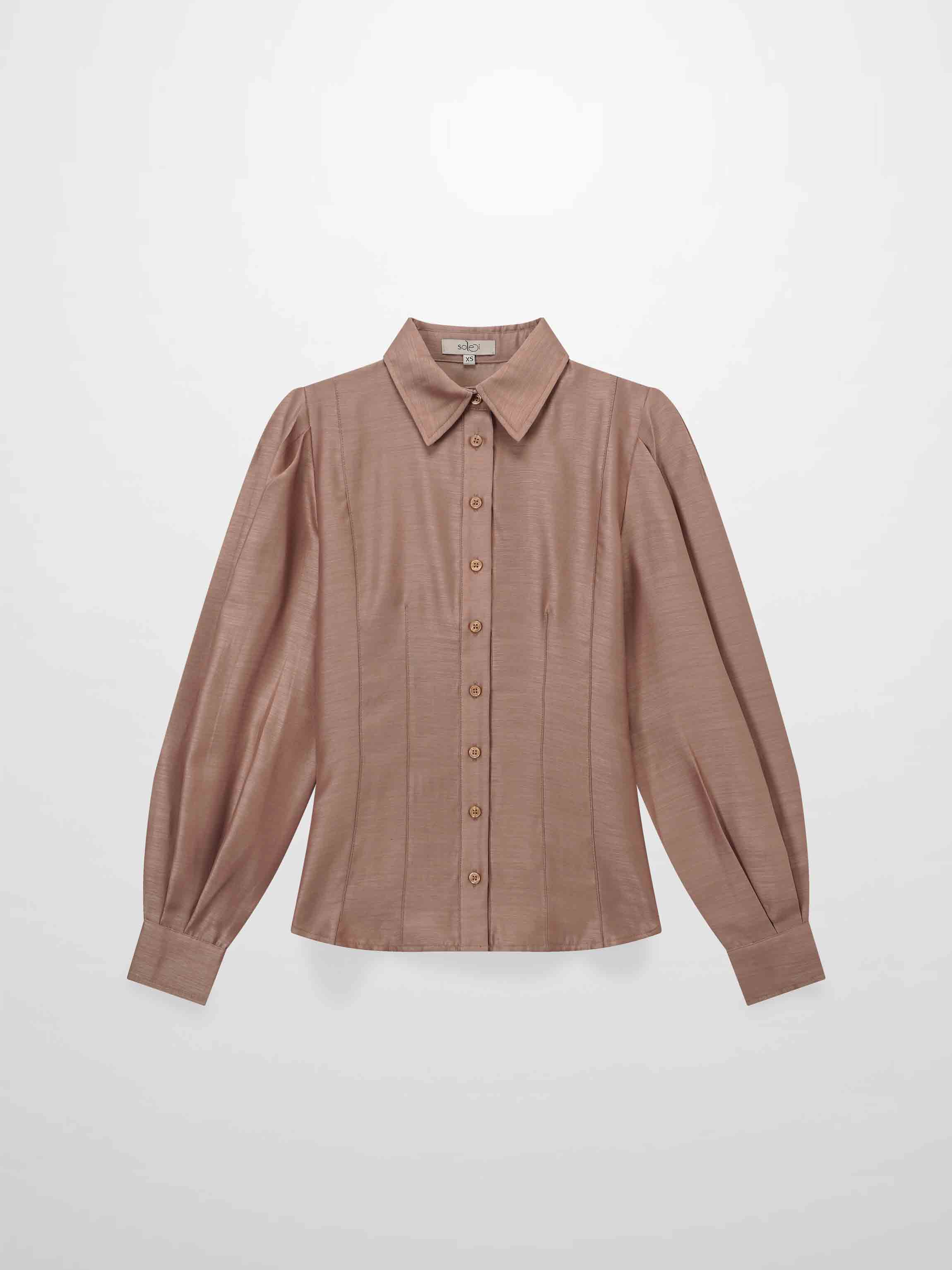 Textured Puff Sleeve Blouse Mushroom Elegant Volume Sleeve Top-1