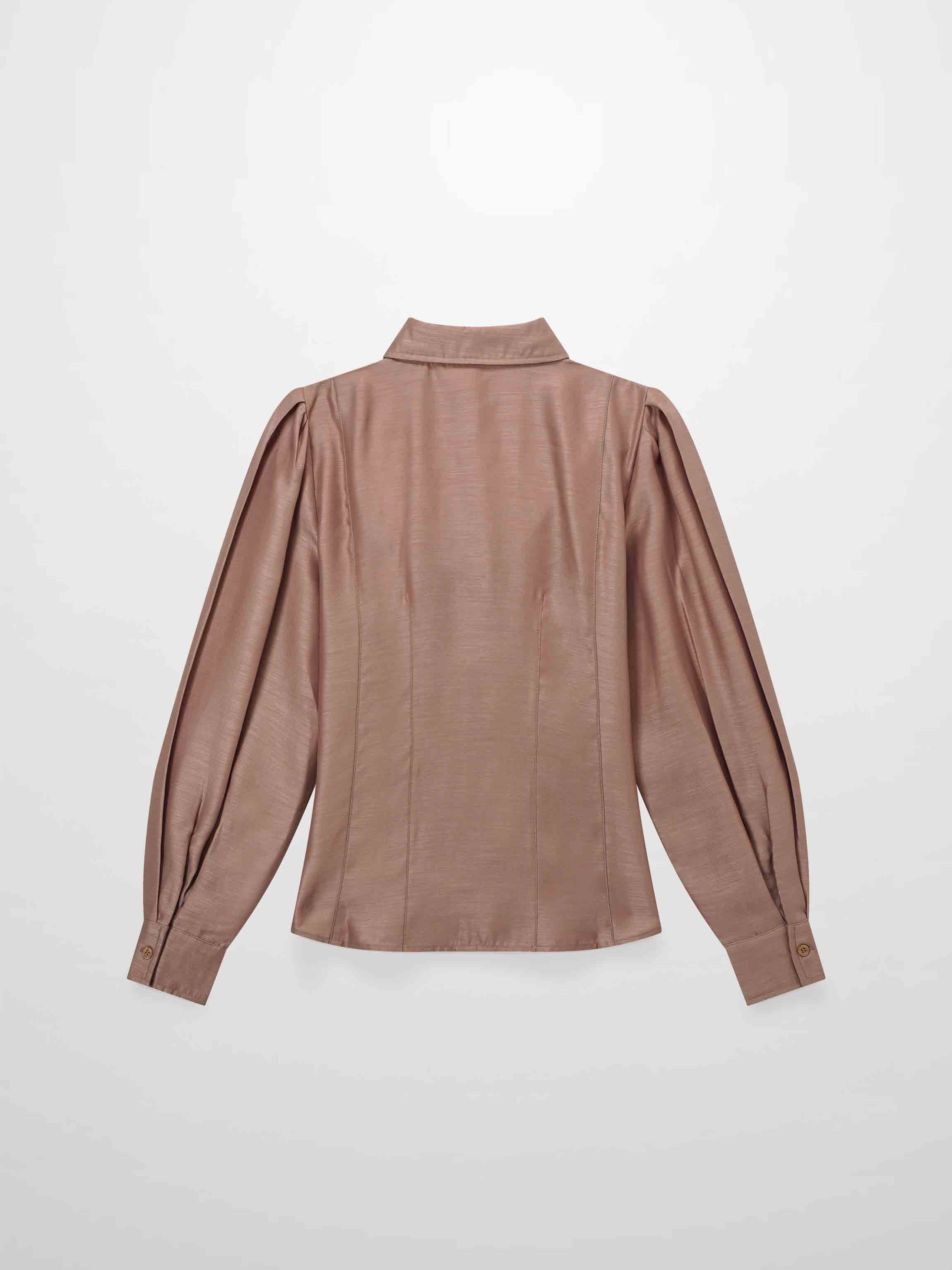 Textured Puff Sleeve Blouse Mushroom Elegant Volume Sleeve Top-2
