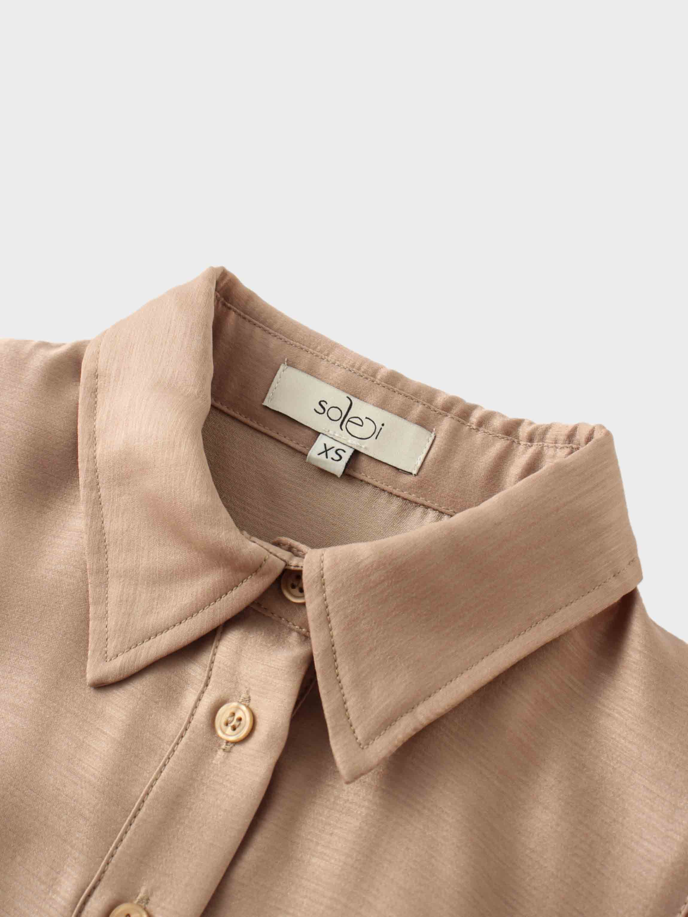Textured Puff Sleeve Blouse Mushroom Elegant Volume Sleeve Top-3