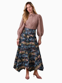 Textured Puff Sleeve Blouse Mushroom Elegant Volume Sleeve Top-0