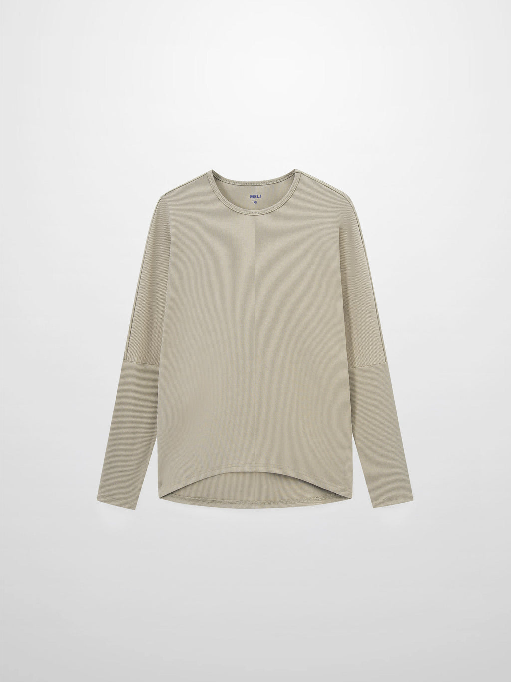 Crew Ribbed Dolman Sleeve Tee Muted Olive Loose Fit Casual Top-1