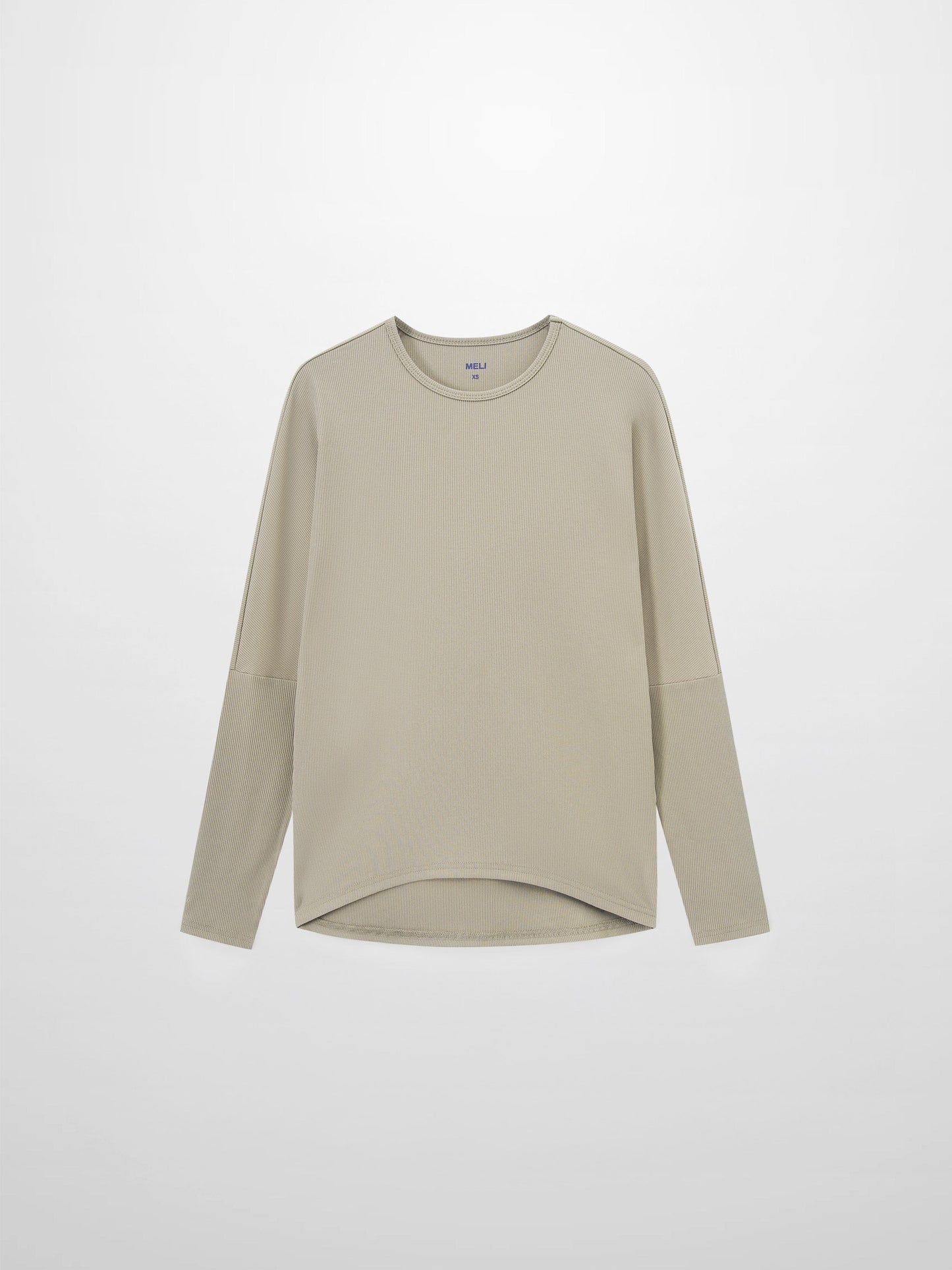 Crew Ribbed Dolman Sleeve Tee Muted Olive Loose Fit Casual Top-1