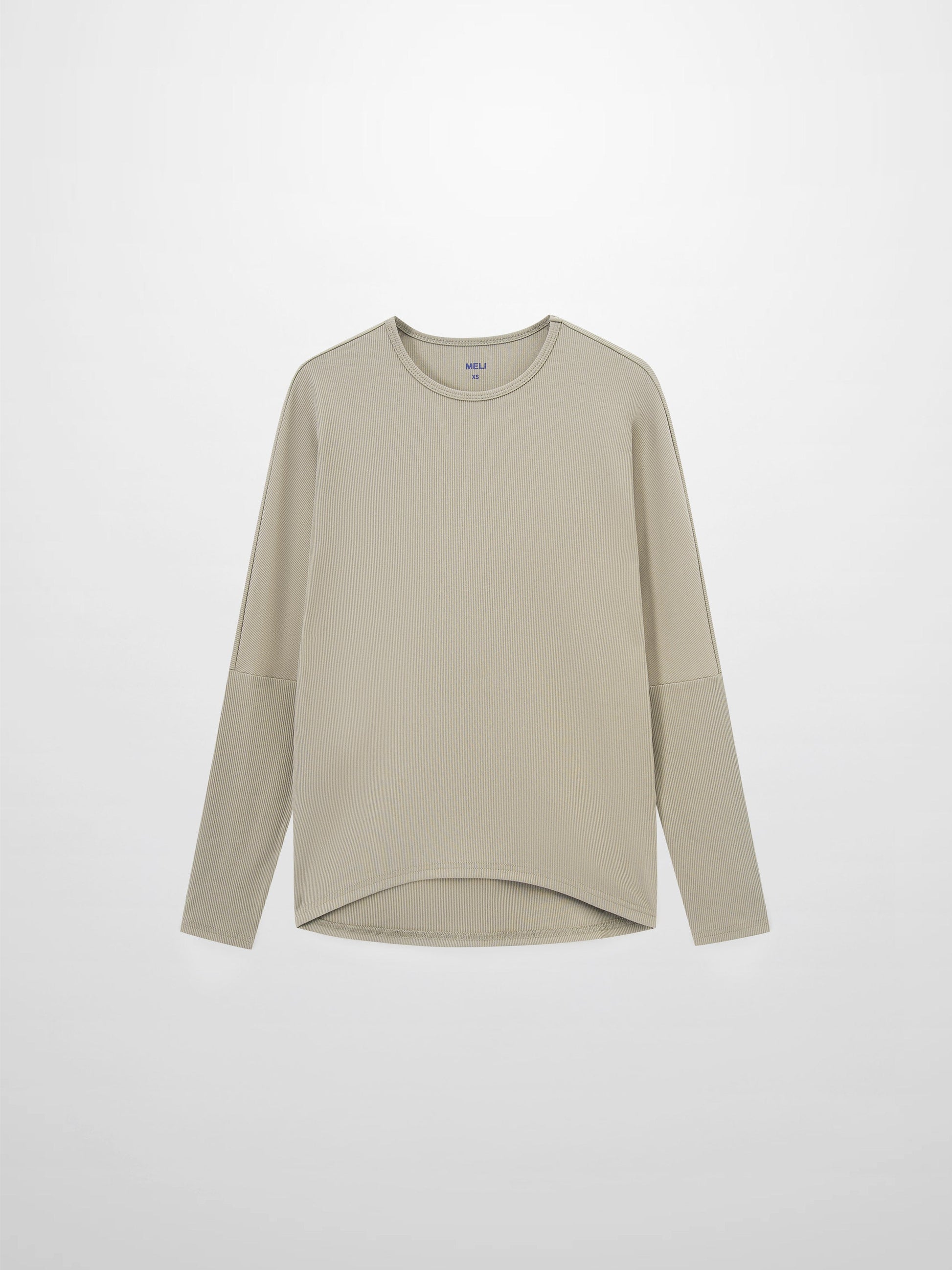 Crew Ribbed Dolman Sleeve Tee Muted Olive Loose Fit Casual Top-1