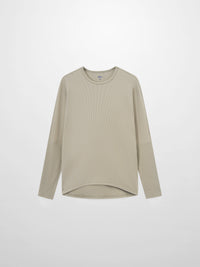 Crew Ribbed Dolman Sleeve Tee Muted Olive Loose Fit Casual Top-1