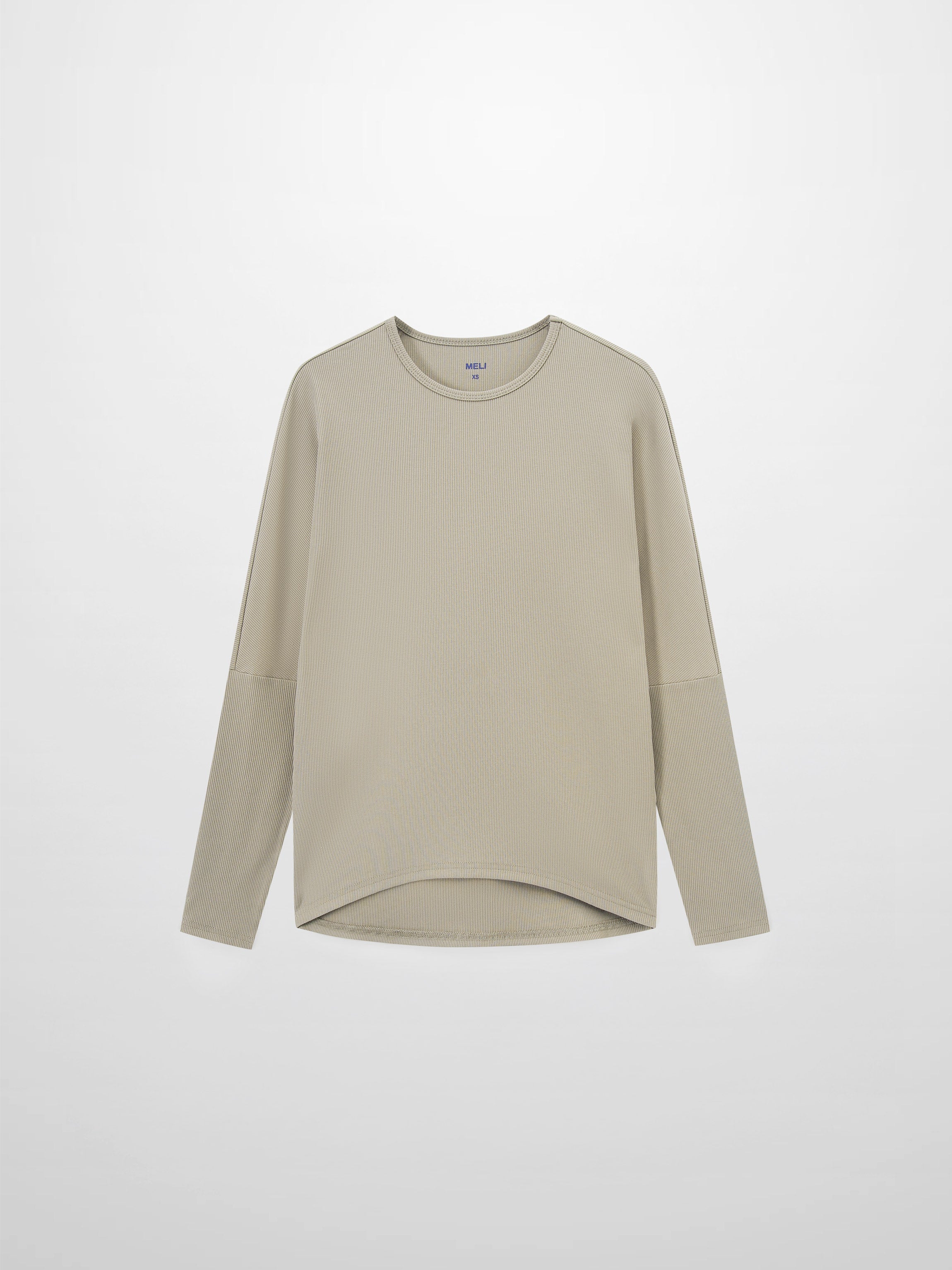 Crew Ribbed Dolman Sleeve Tee Muted Olive Loose Fit Casual Top-1