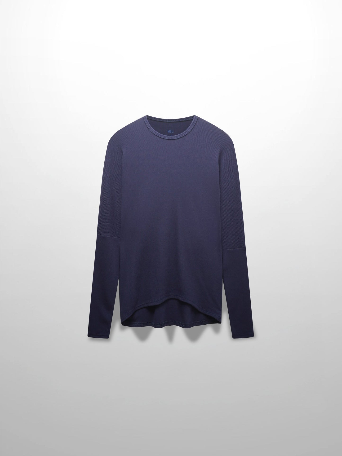 Crew Ribbed Dolman Tee Navy Comfortable Flattering Casual Top-2