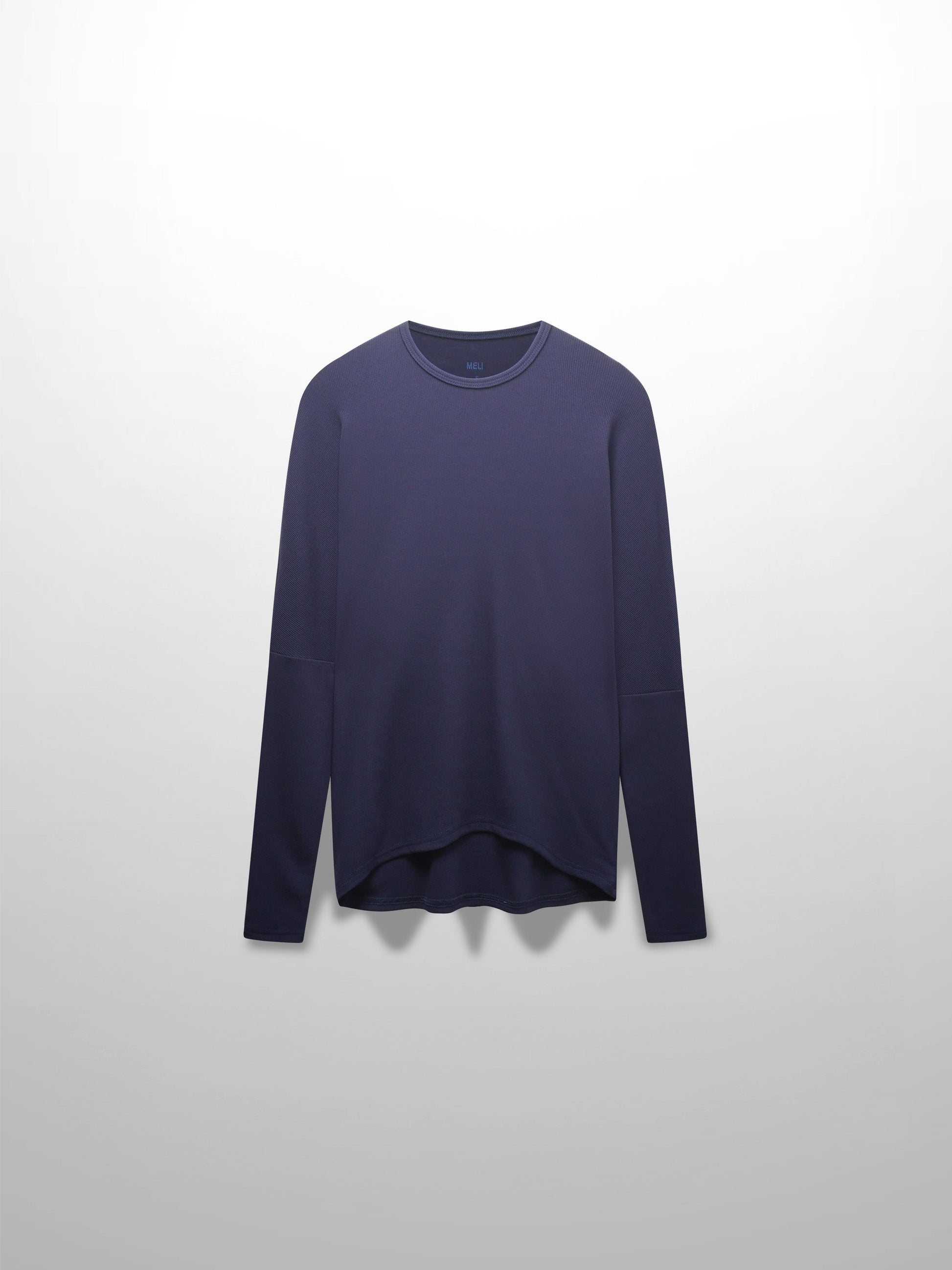 Crew Ribbed Dolman Tee Navy Comfortable Flattering Casual Top-2