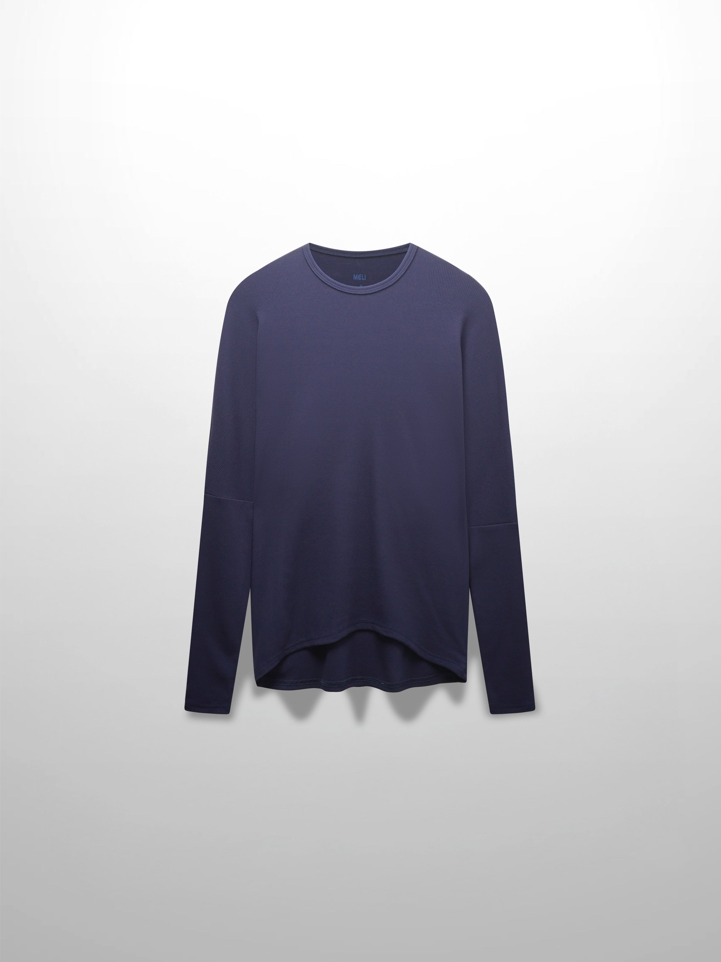 Crew Ribbed Dolman Tee Navy Comfortable Flattering Casual Top-2