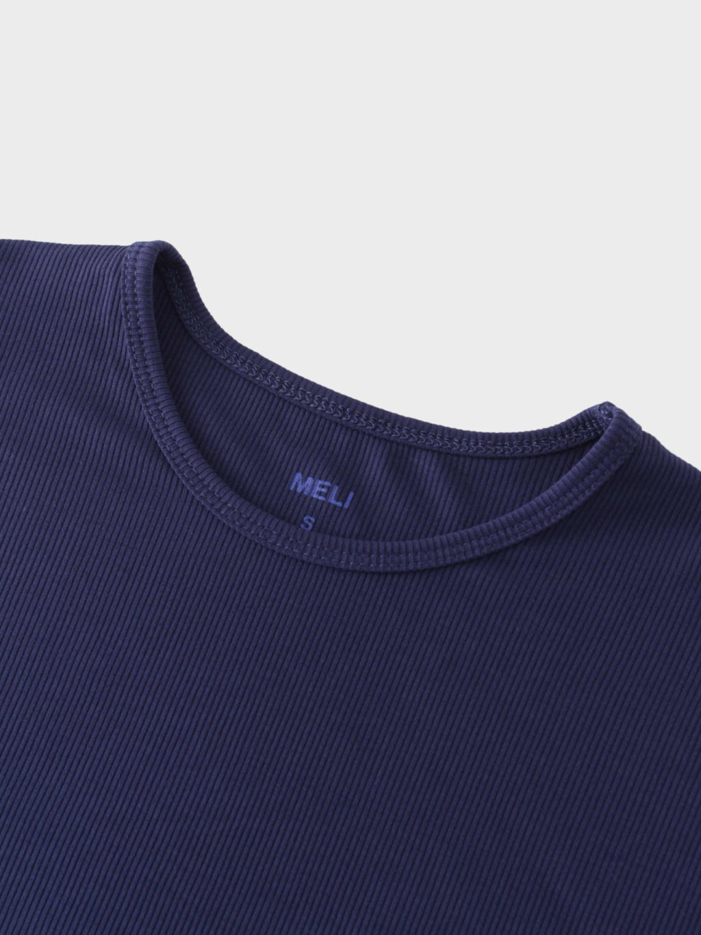 Crew Ribbed Dolman Tee Navy Comfortable Flattering Casual Top-4