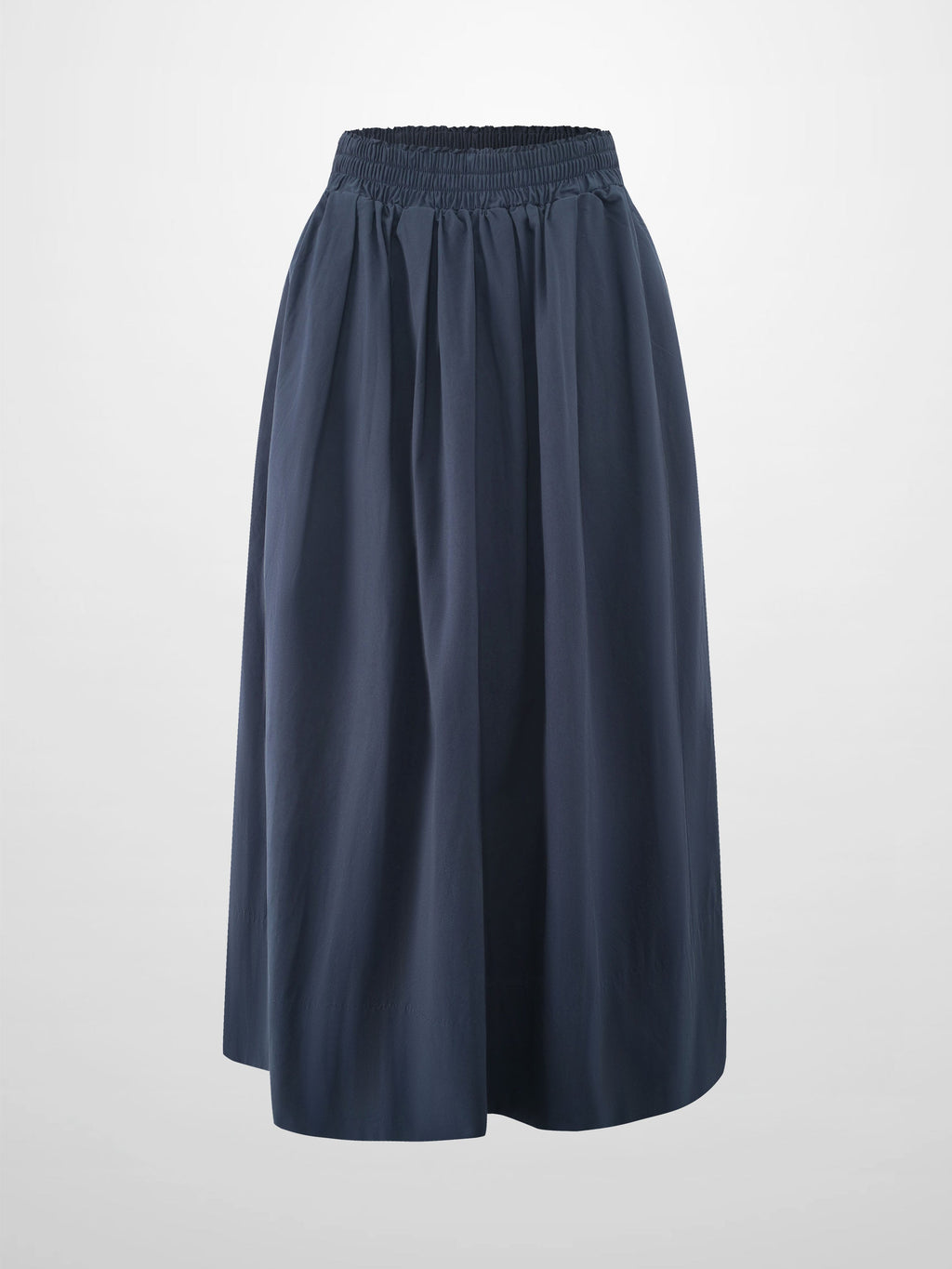Elastic Waist Gathered Skirt Navy Casual Summer Comfortable Basic-1