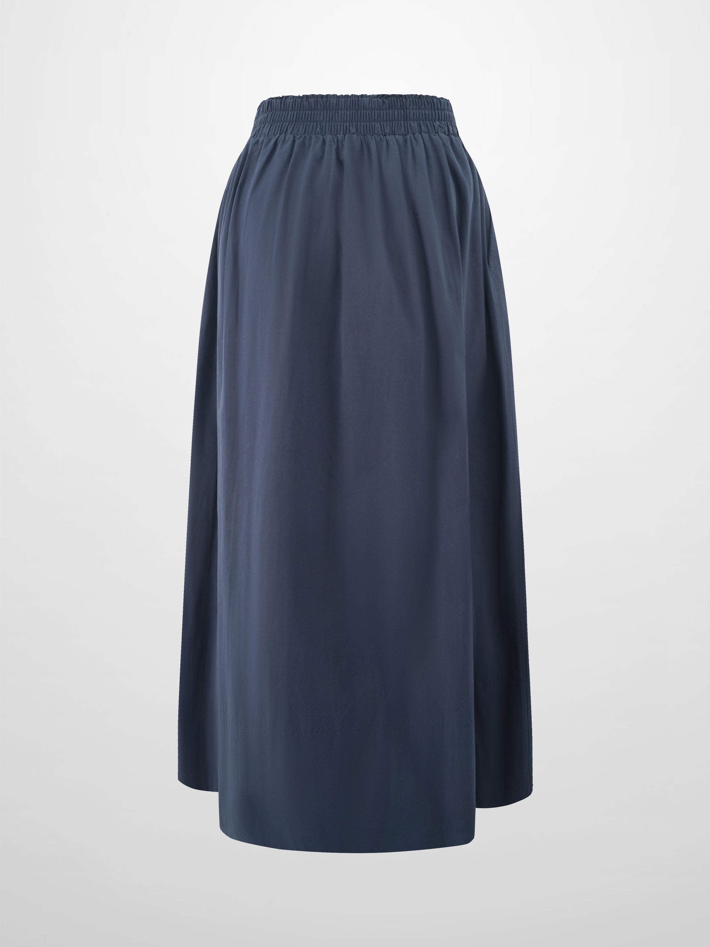 Elastic Waist Gathered Skirt Navy Casual Summer Comfortable Basic-2