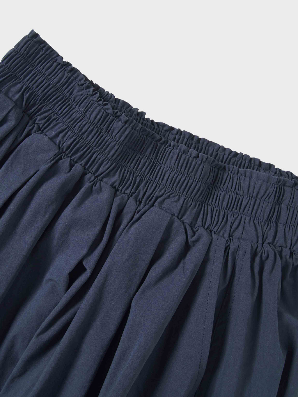 Elastic Waist Gathered Skirt Navy Casual Summer Comfortable Basic-3