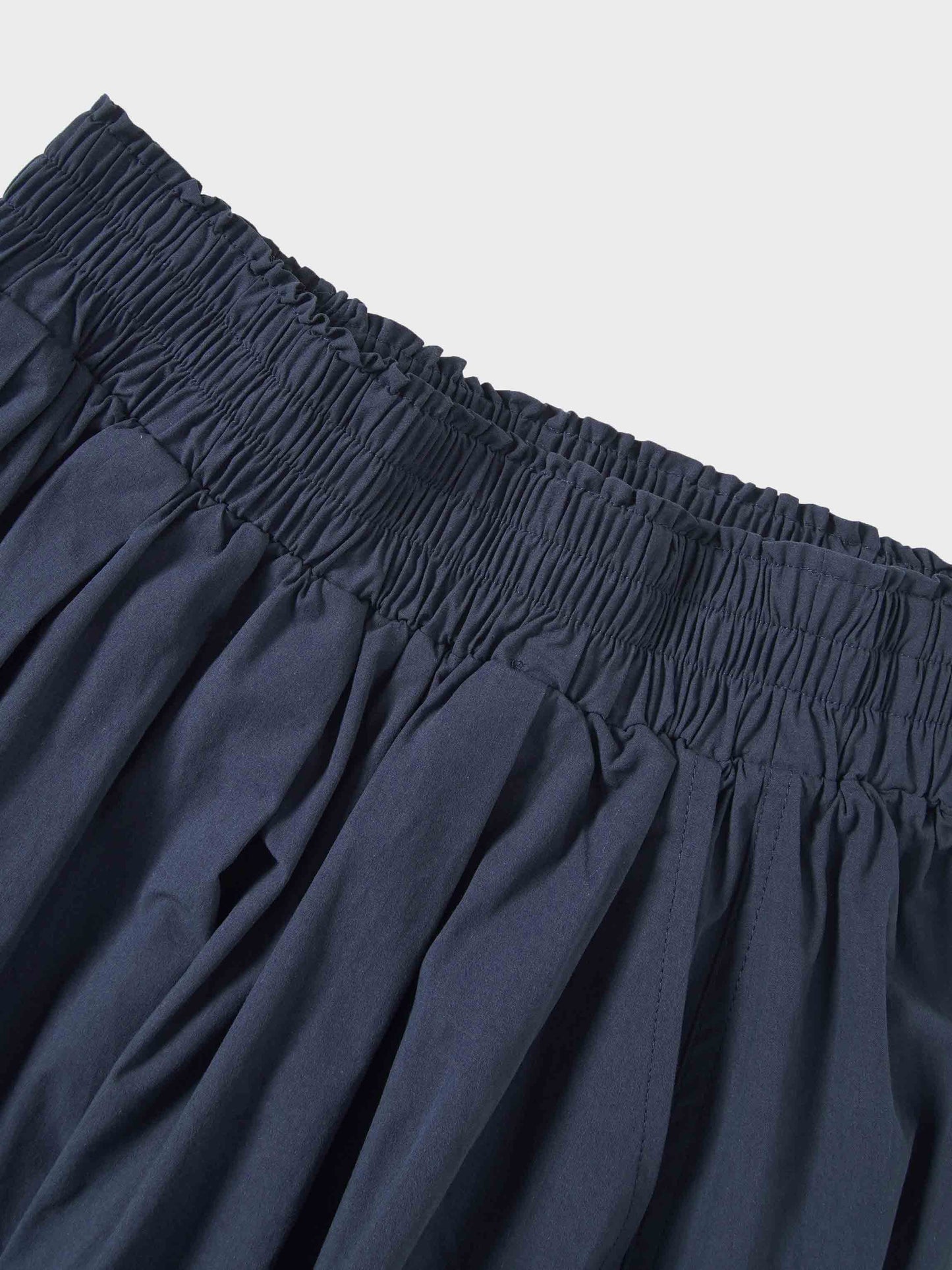 Elastic Waist Gathered Skirt Navy Casual Summer Comfortable Basic-3
