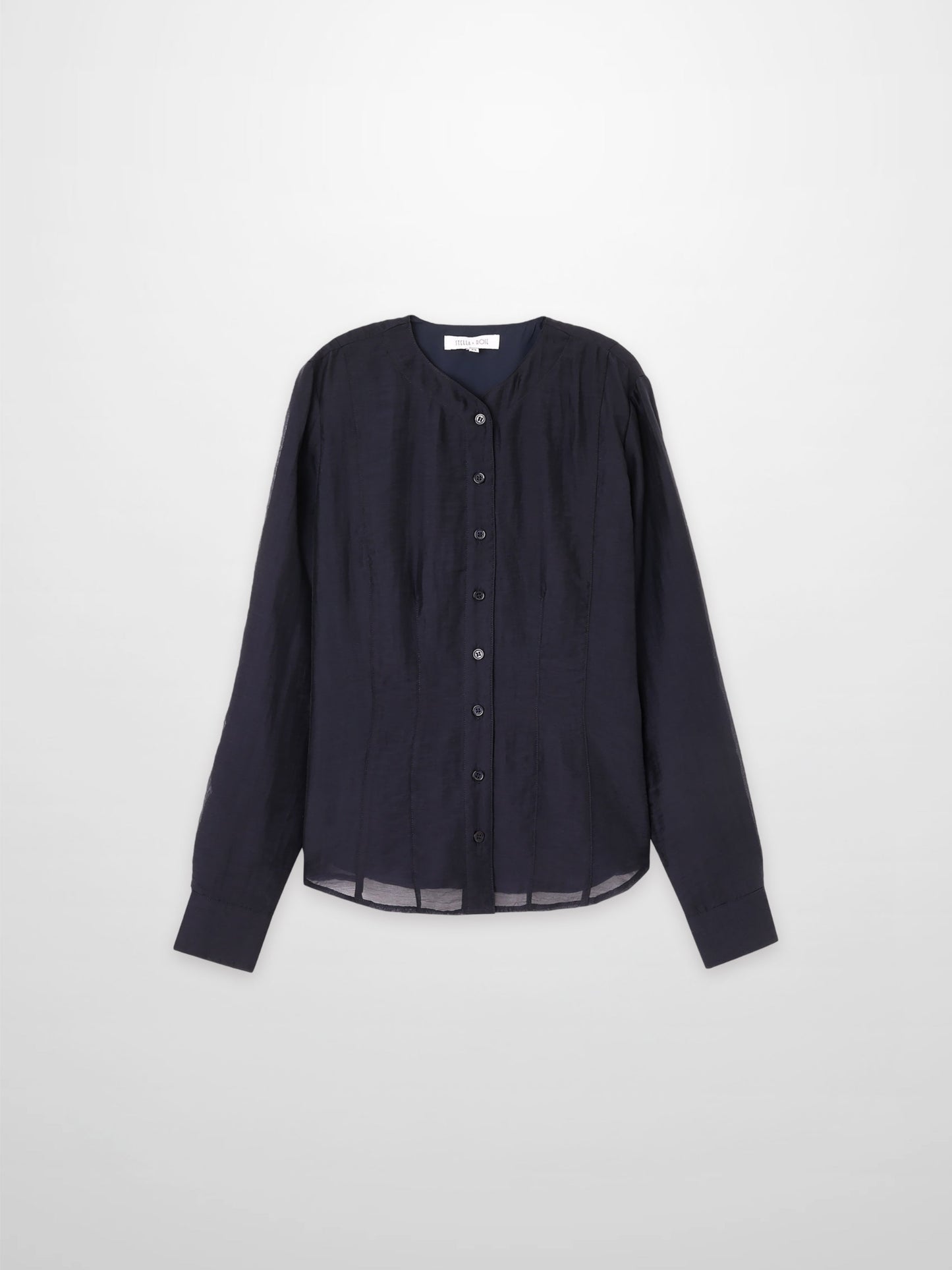 High V Neck Blouse Navy Elegant Office Top Versatile Dressy SS26 New Arrival-1