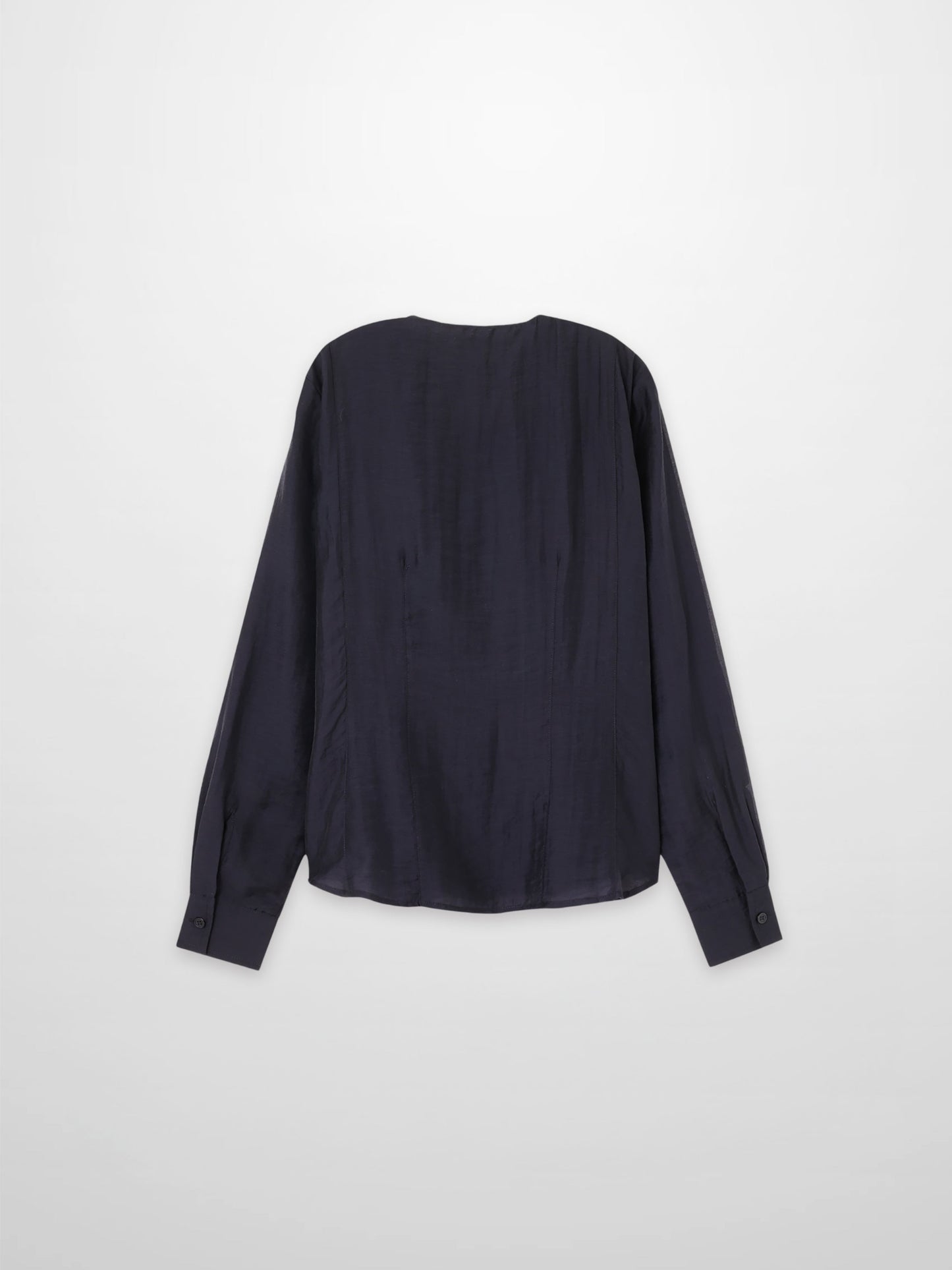 High V Neck Blouse Navy Elegant Office Top Versatile Dressy SS26 New Arrival-2