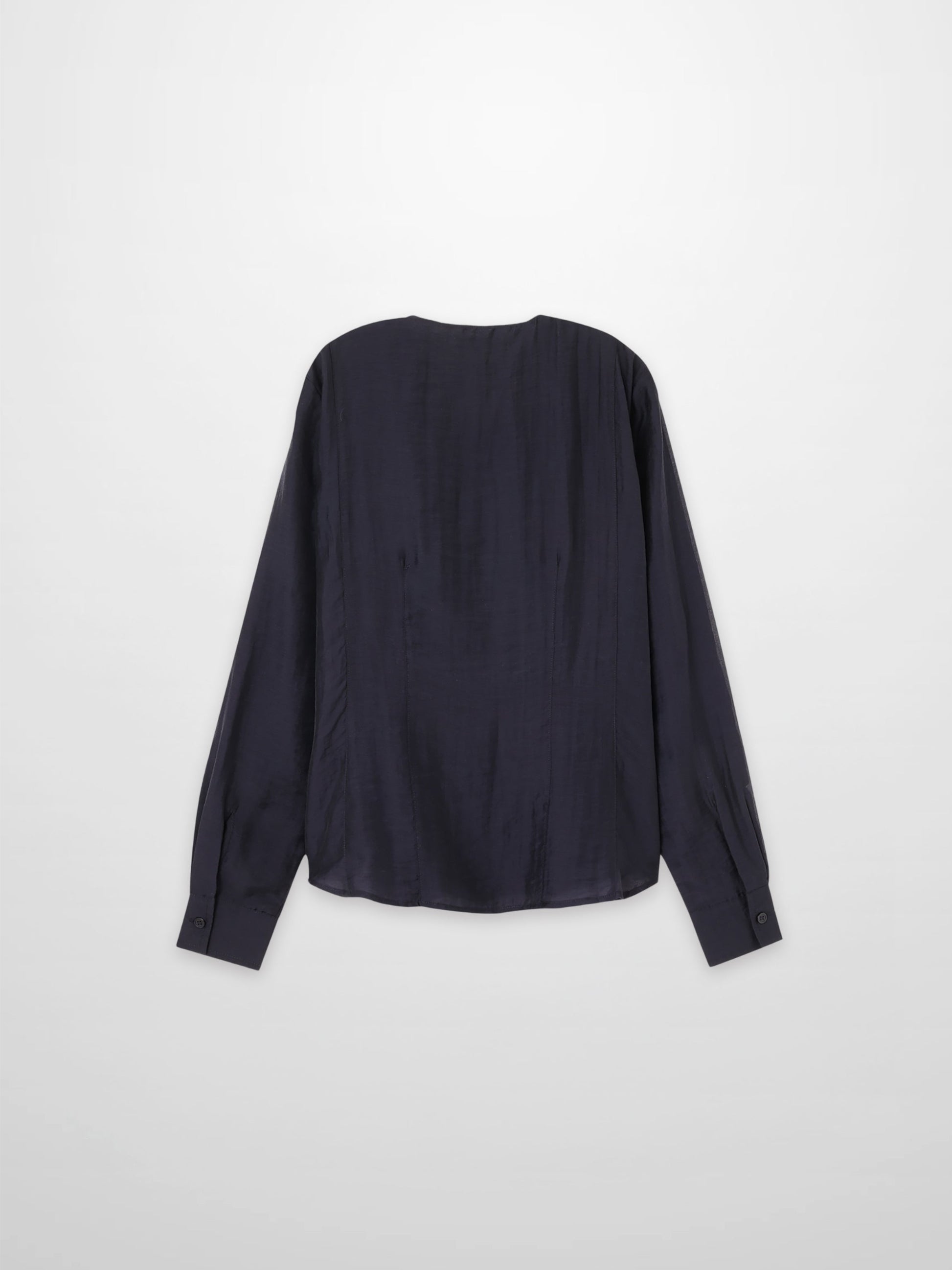 High V Neck Blouse Navy Elegant Office Top Versatile Dressy SS26 New Arrival-2