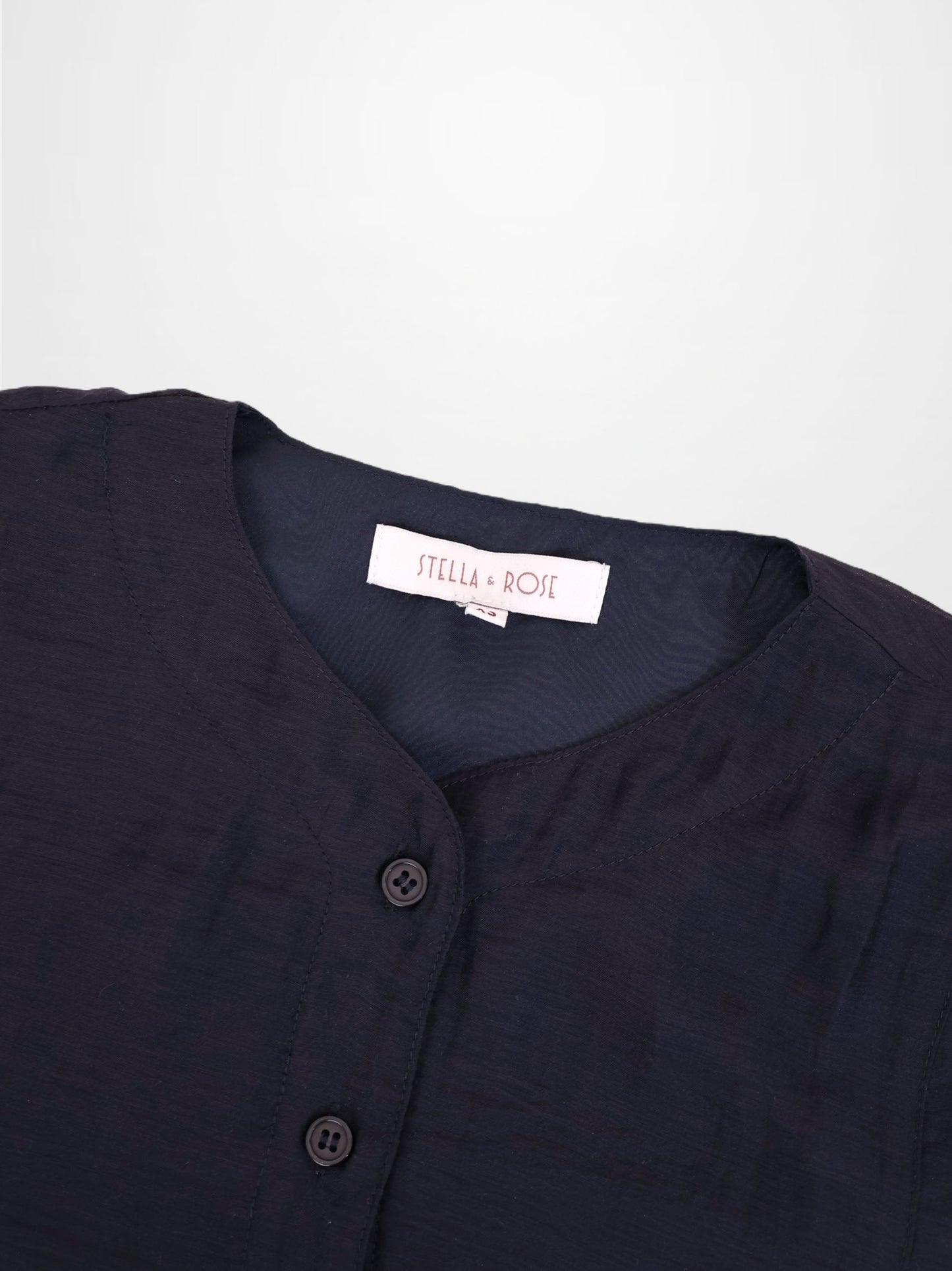 High V Neck Blouse Navy Elegant Office Top Versatile Dressy SS26 New Arrival-3