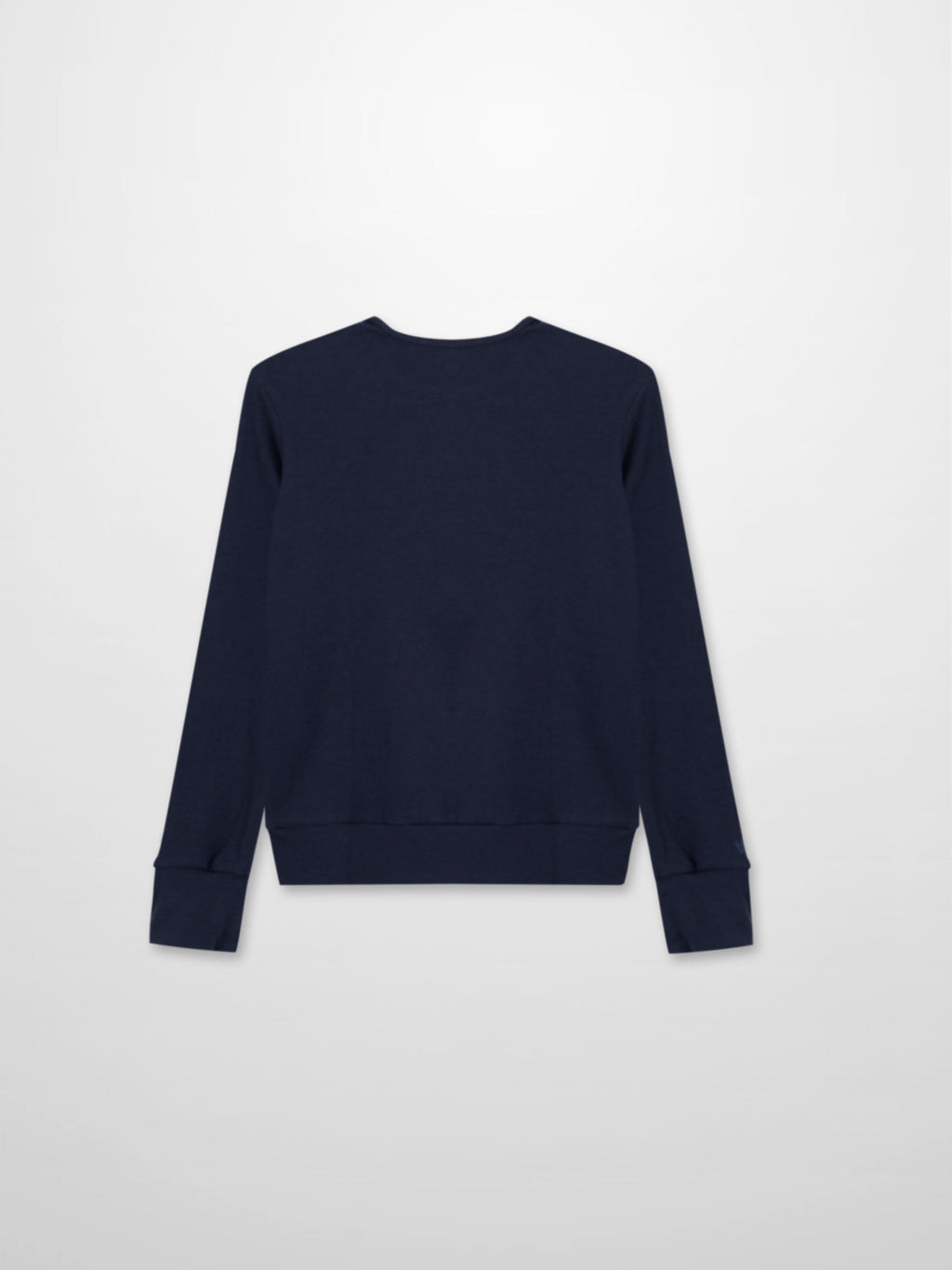 Navy Ribbed Crew Bomber Lightweight Casual Tee FW25 Layering Shirt-2