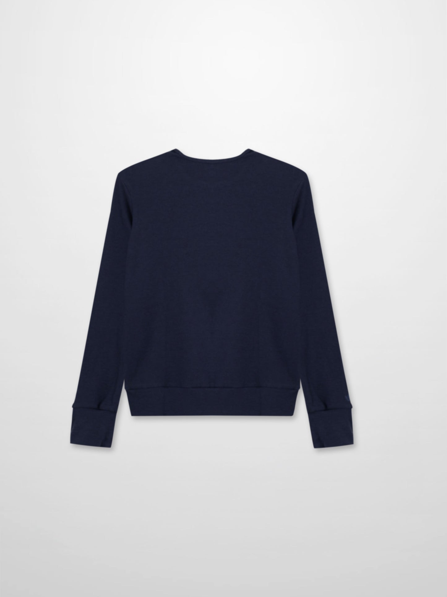 Navy Ribbed Crew Bomber Lightweight Casual Tee FW25 Layering Shirt-2