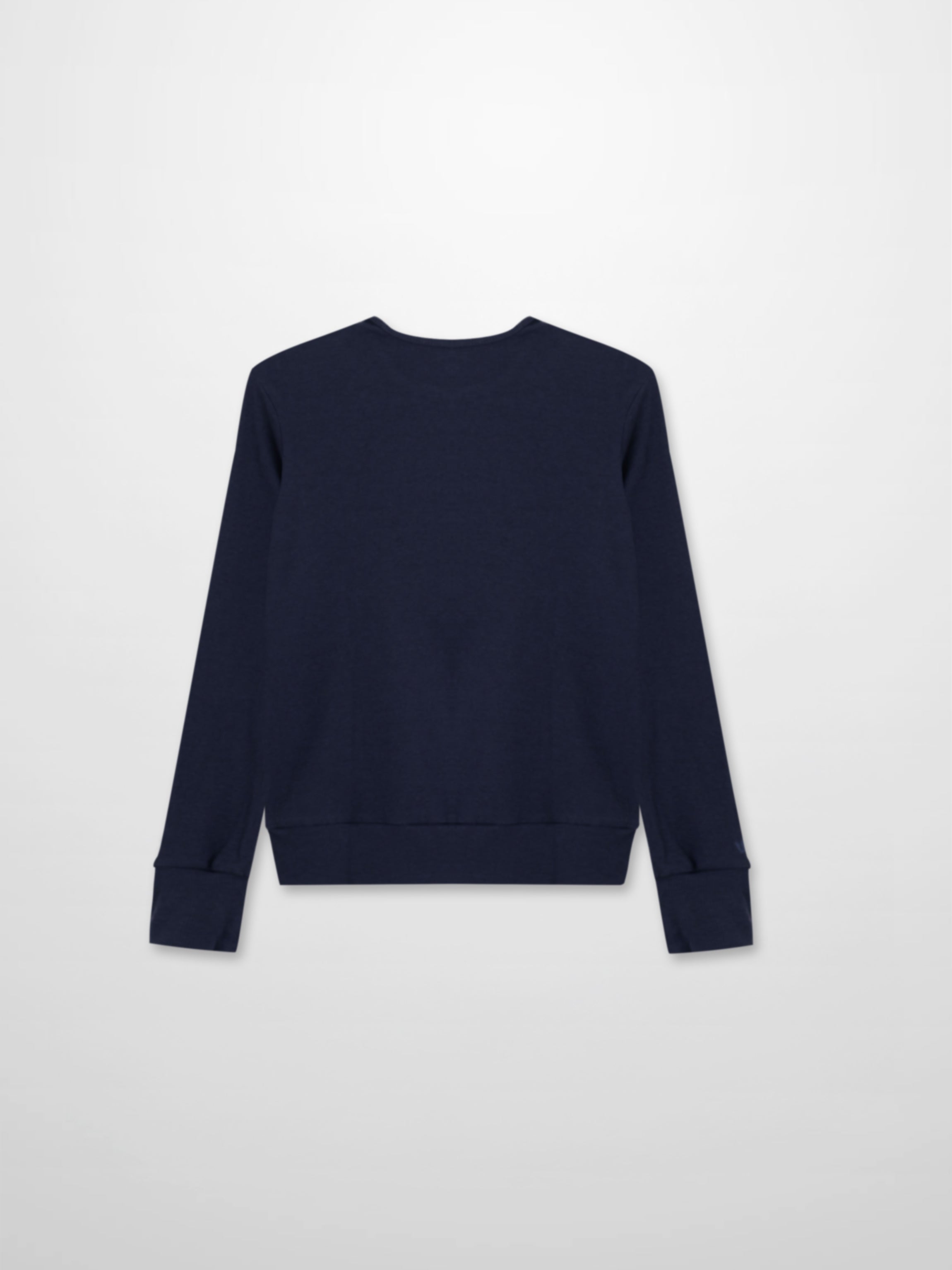 Navy Ribbed Crew Bomber Lightweight Casual Tee FW25 Layering Shirt-2