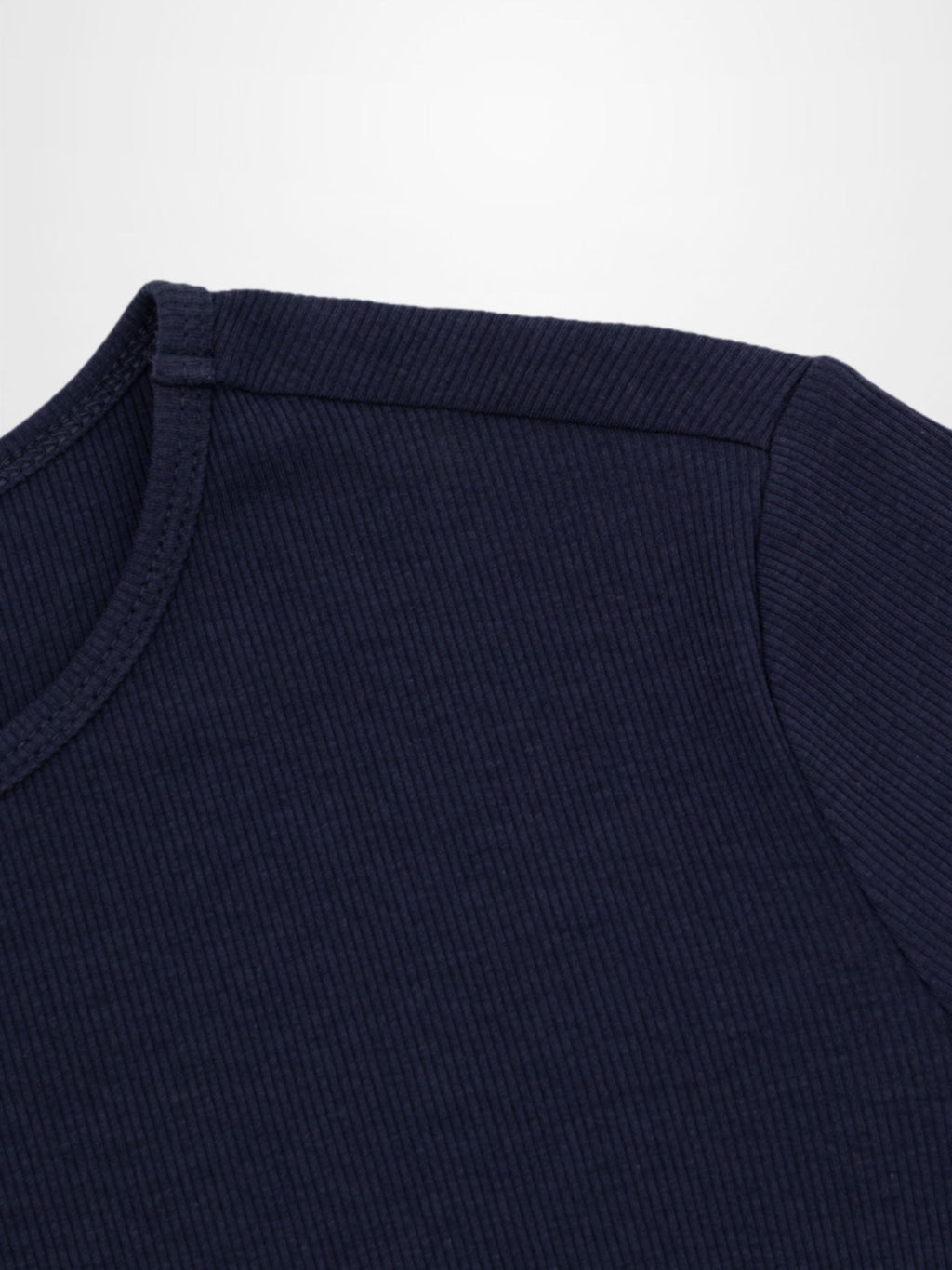 Navy Ribbed Crew Bomber Lightweight Casual Tee FW25 Layering Shirt-4