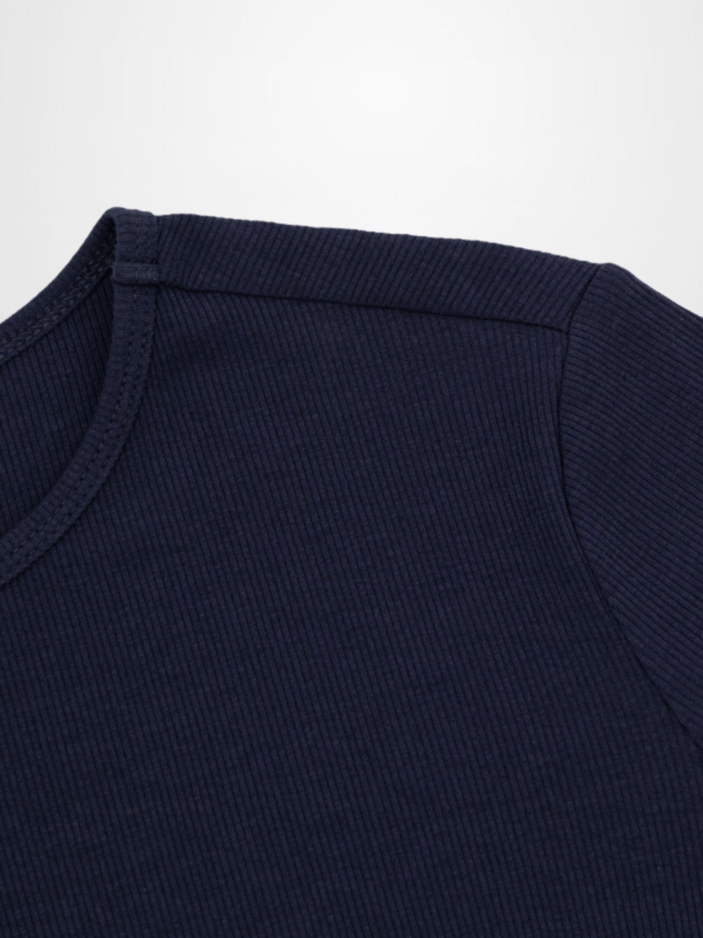 Navy Ribbed Crew Bomber Lightweight Casual Tee FW25 Layering Shirt-4