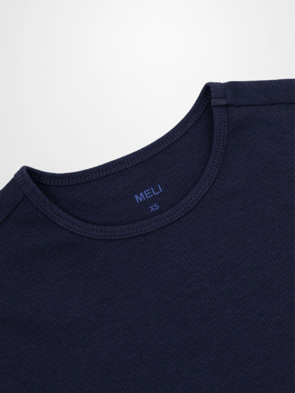 Navy Ribbed Crew Bomber Lightweight Casual Tee FW25 Layering Shirt-3