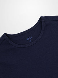 Navy Ribbed Crew Bomber Lightweight Casual Tee FW25 Layering Shirt-3