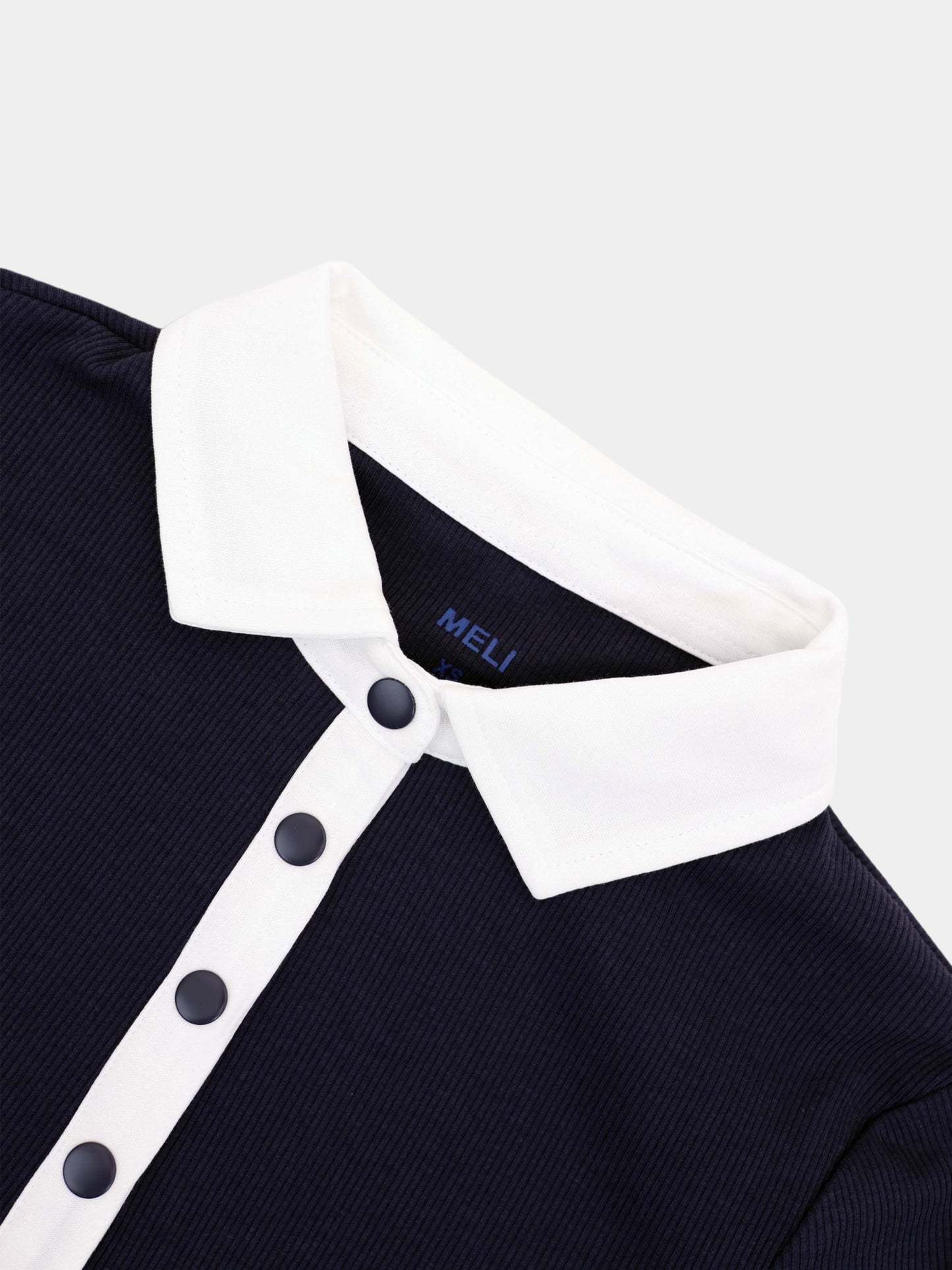 White Collar Polo Navy Mens Preppy Casual Soft Breathable Shirt-3