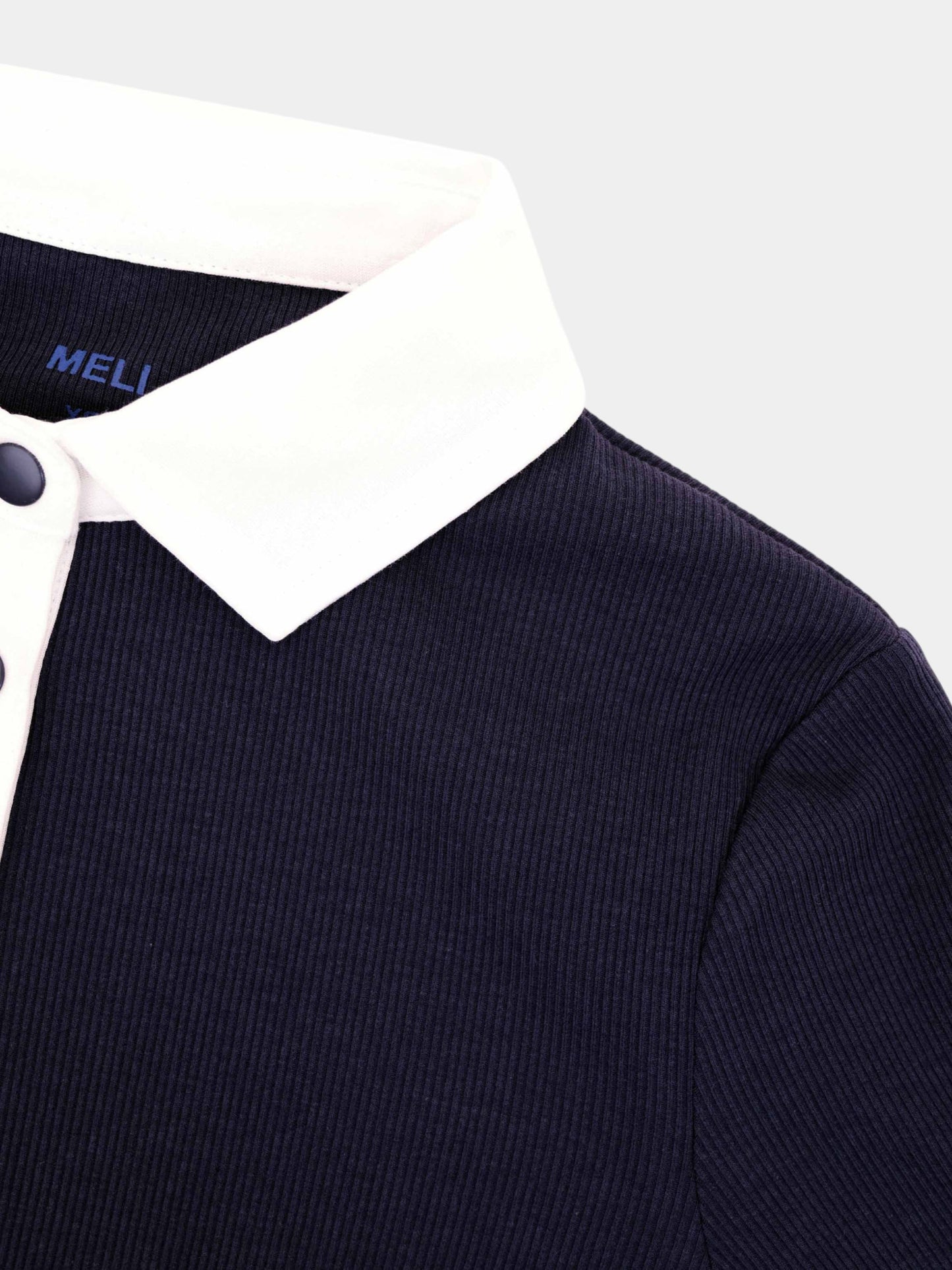 White Collar Polo Navy Mens Preppy Casual Soft Breathable Shirt-4