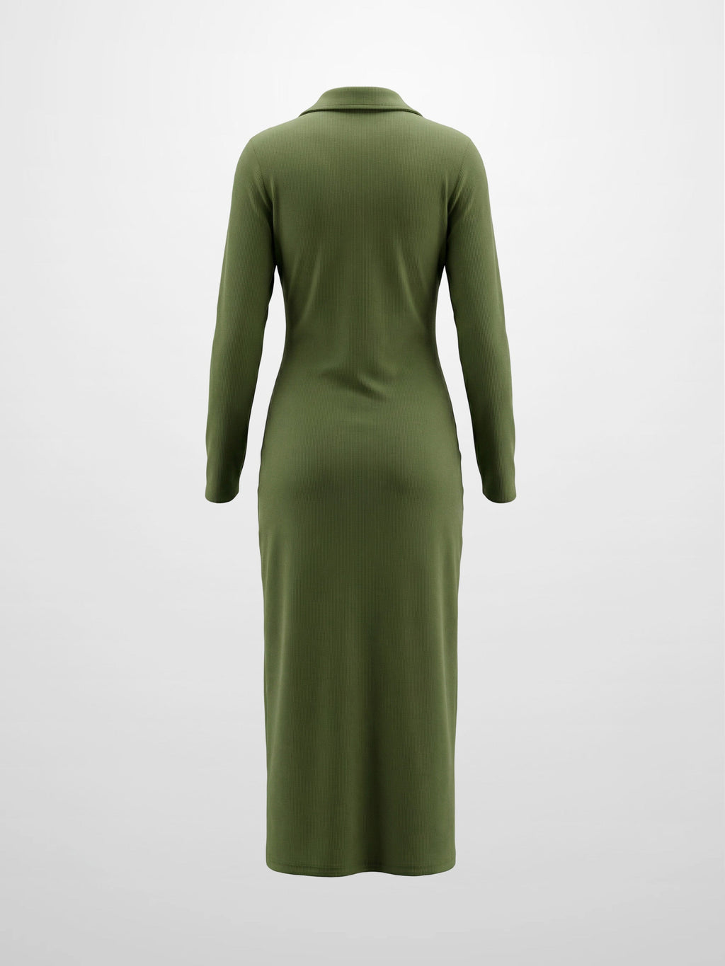 Olive Button Down Ribbed Maxi Dress Comfortable Casual Wear