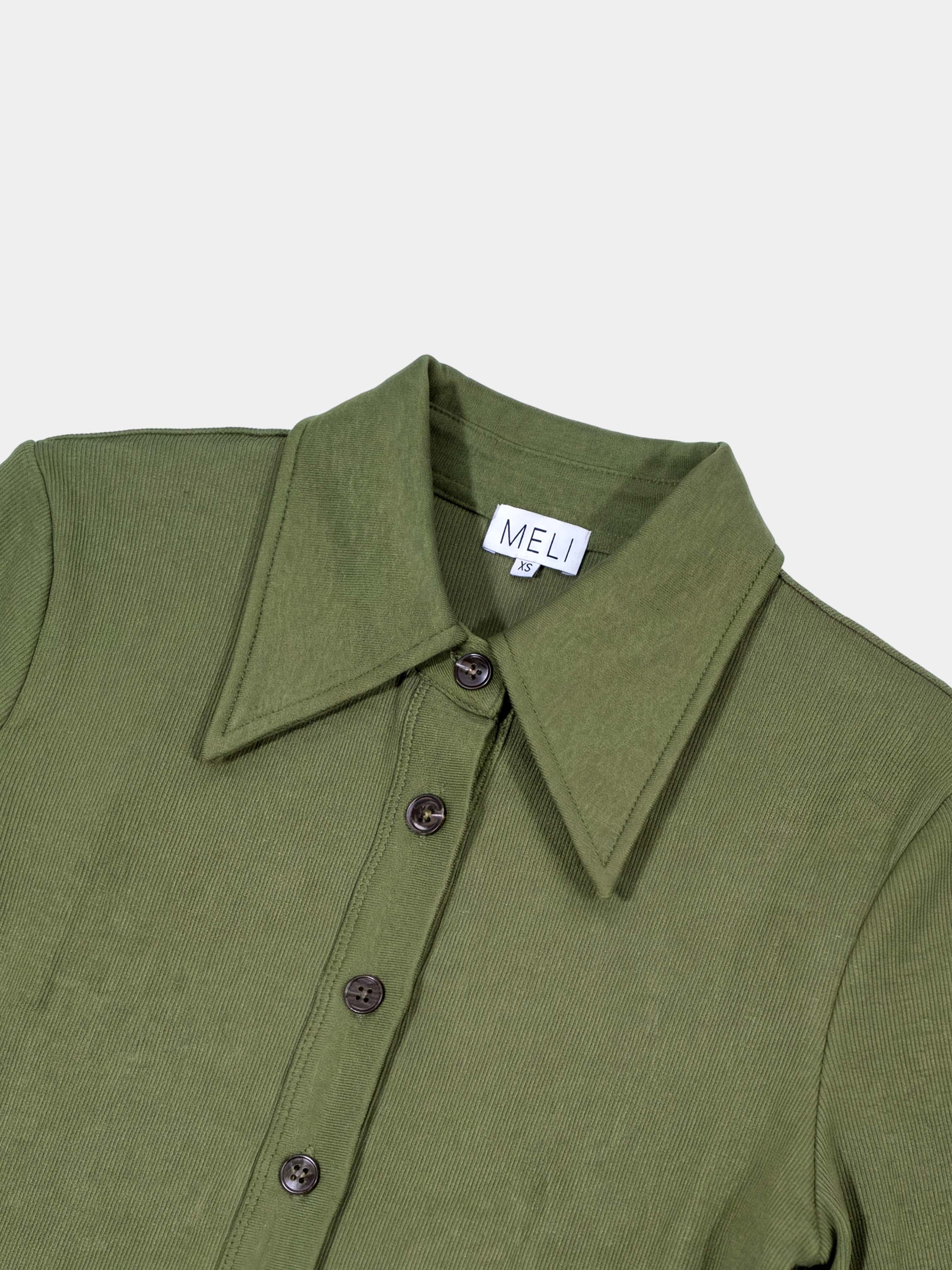 Olive Button Down Ribbed Maxi Dress Comfortable Casual Wear