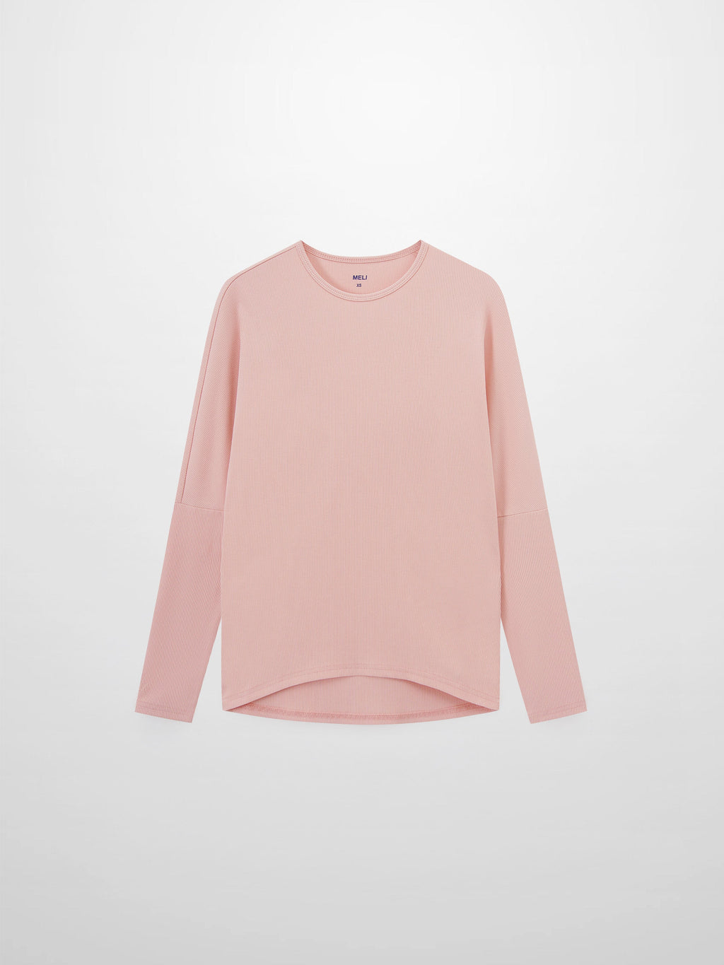 Crew Ribbed Dolman Tee Peachy Pink Loose Fit Casual Top-1