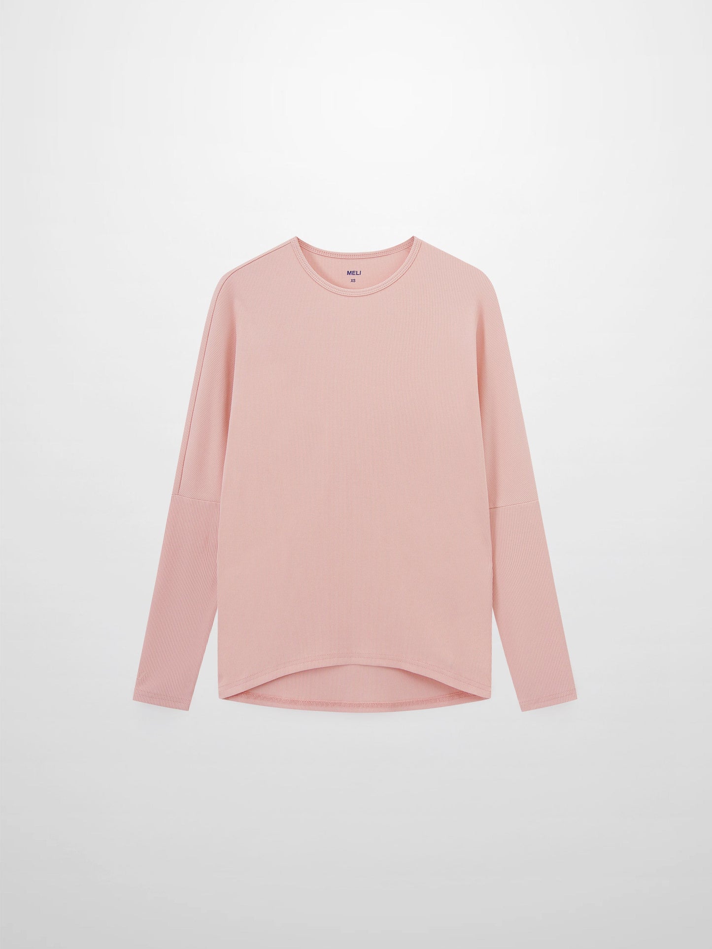 Crew Ribbed Dolman Tee Peachy Pink Loose Fit Casual Top-1