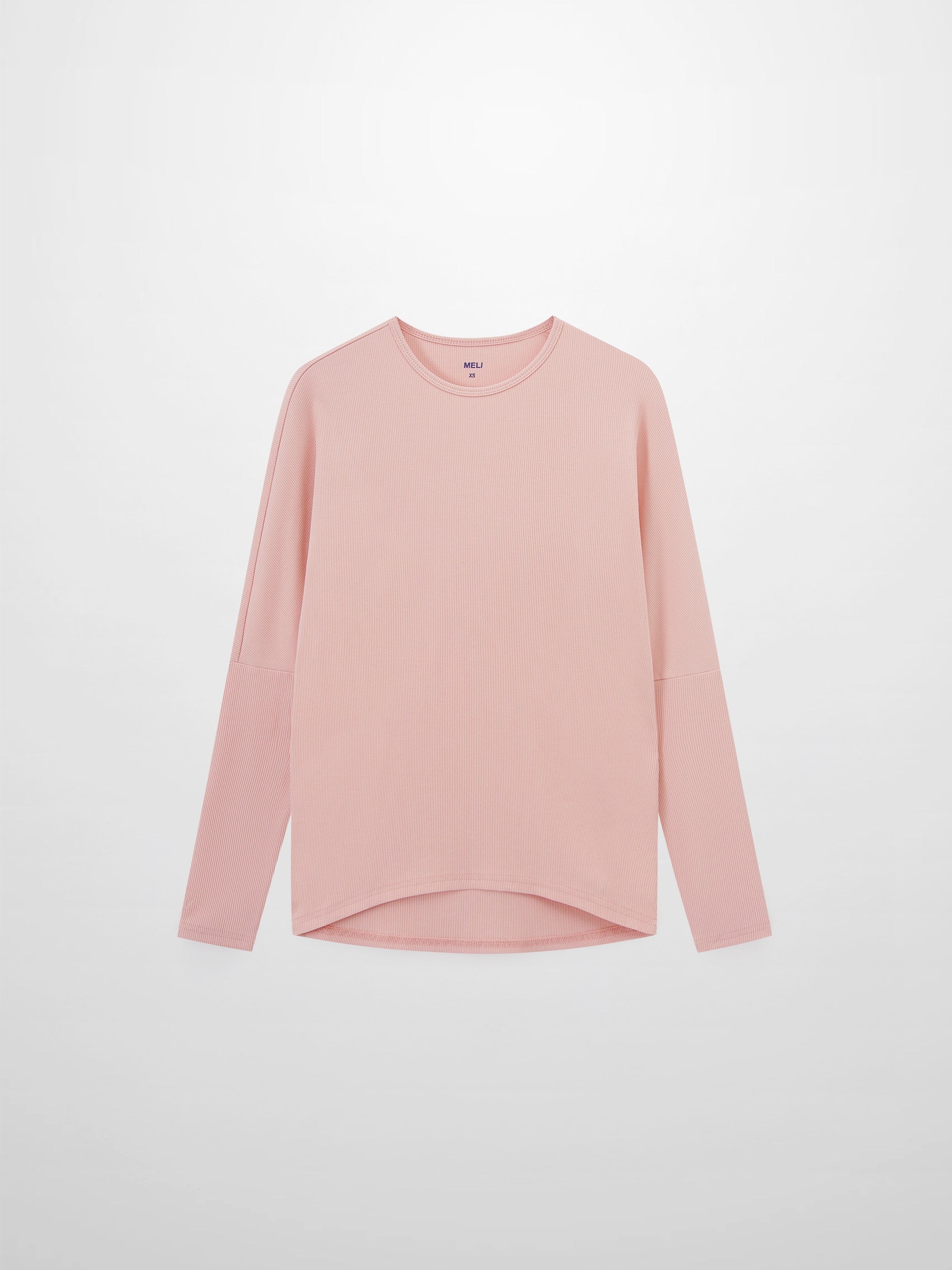 Crew Ribbed Dolman Tee Peachy Pink Loose Fit Casual Top-1