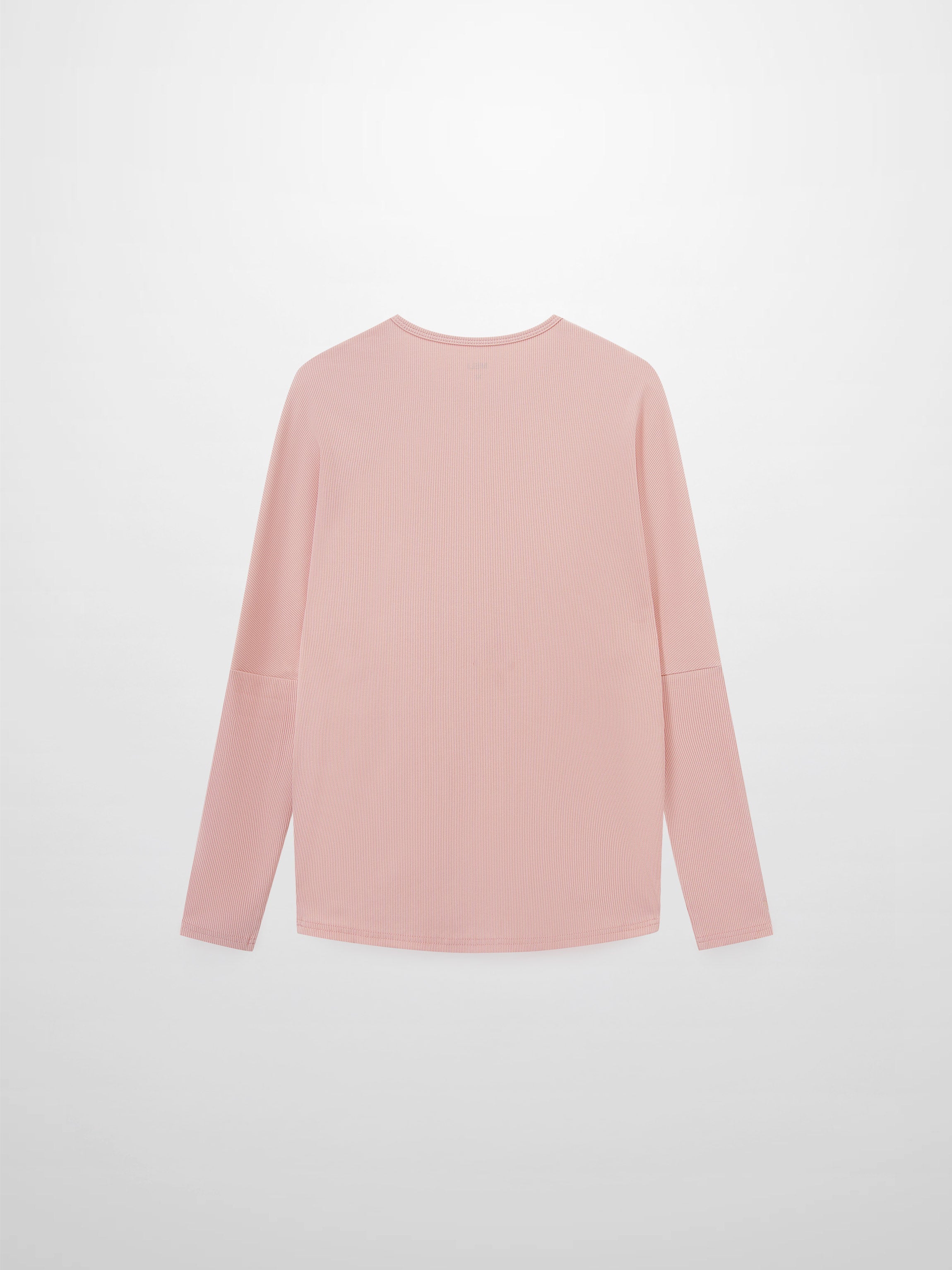 Crew Ribbed Dolman Tee Peachy Pink Loose Fit Casual Top-2