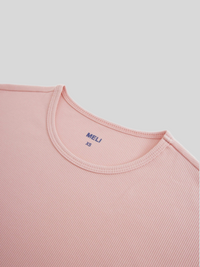 Crew Ribbed Dolman Tee Peachy Pink Loose Fit Casual Top-3