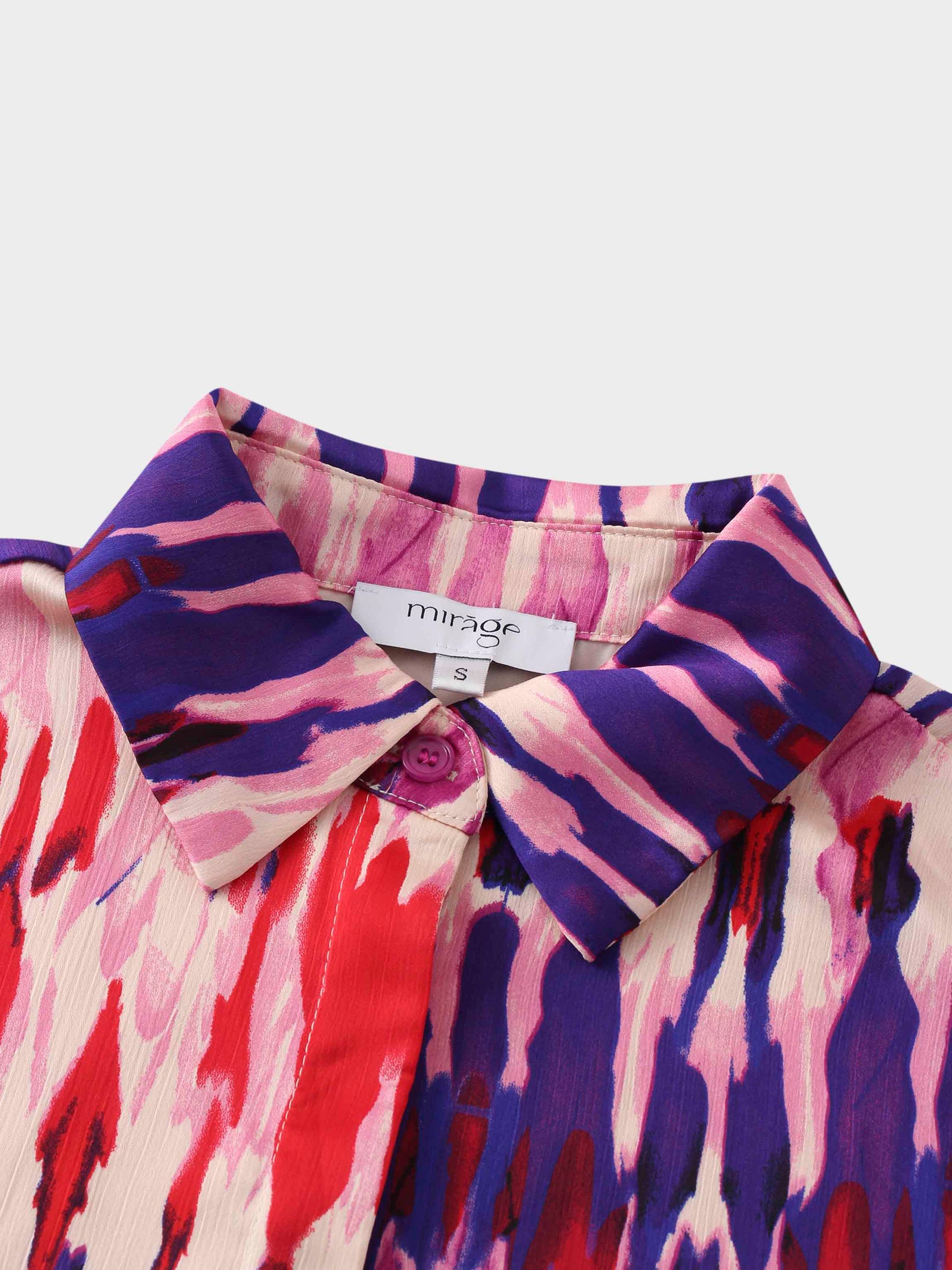 Basic Belted A-Line Dress Pink Watercolor Elegant Office to Evening-4