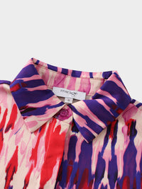 Basic Belted A-Line Dress Pink Watercolor Elegant Office to Evening-4