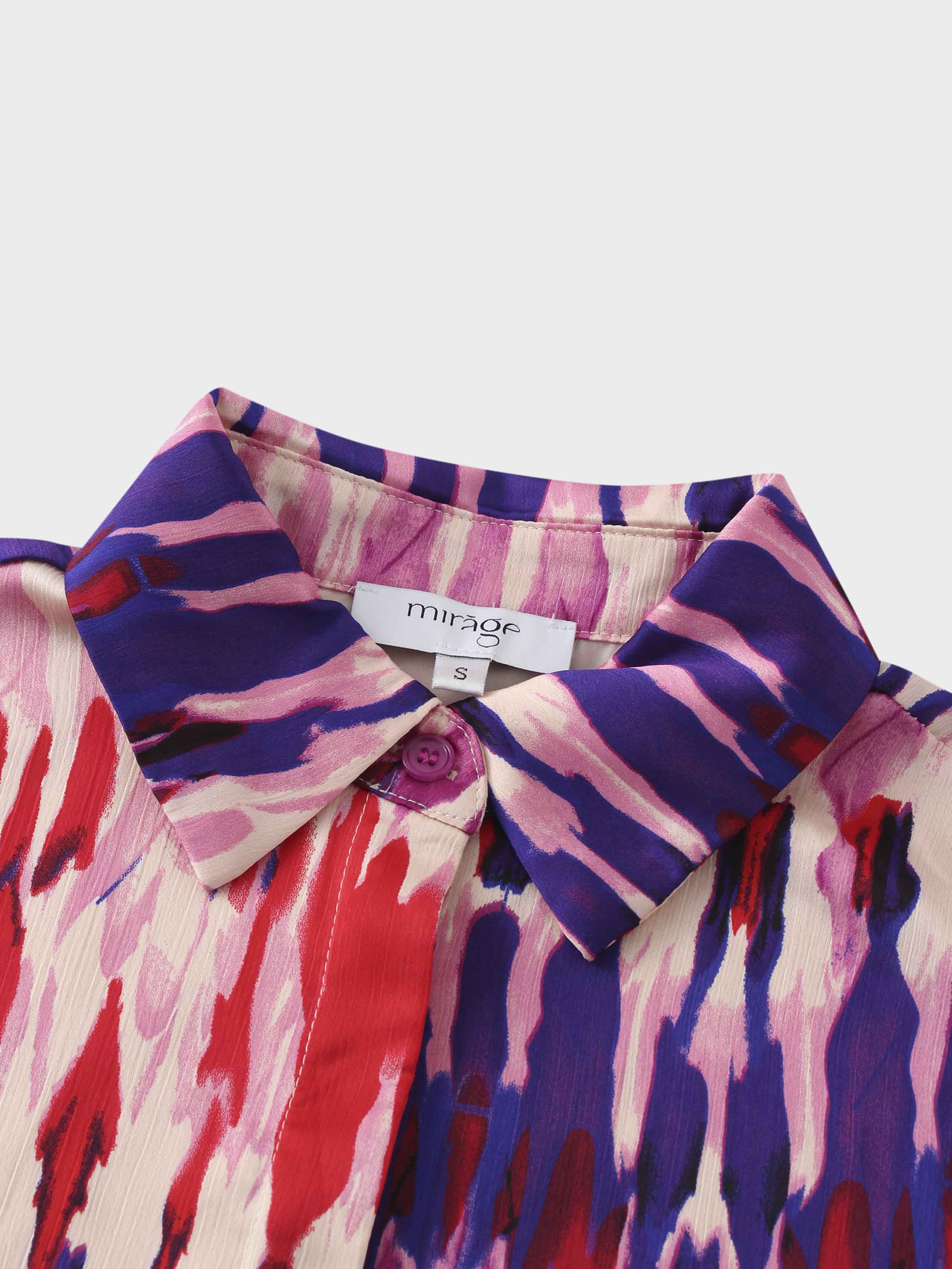 Basic Belted A-Line Dress Pink Watercolor Elegant Office to Evening-4