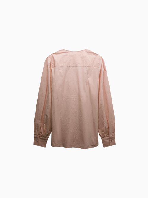 Asymmetrical Ruffle Rose Pink Blouse 100% Cotton Dressy Top-1